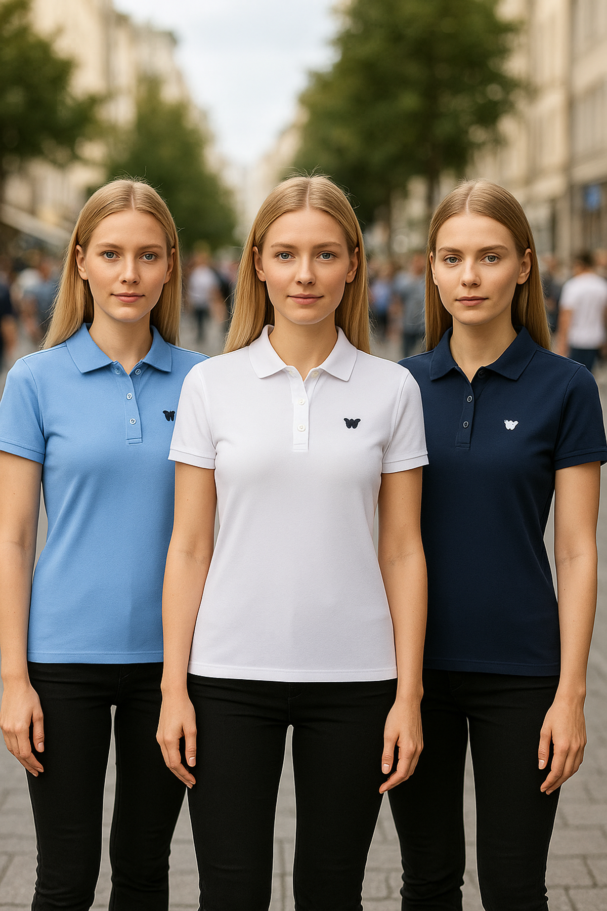 Kadın 3 Lü Paket Kısa Kollu Yazlık Polo Yaka Tişört