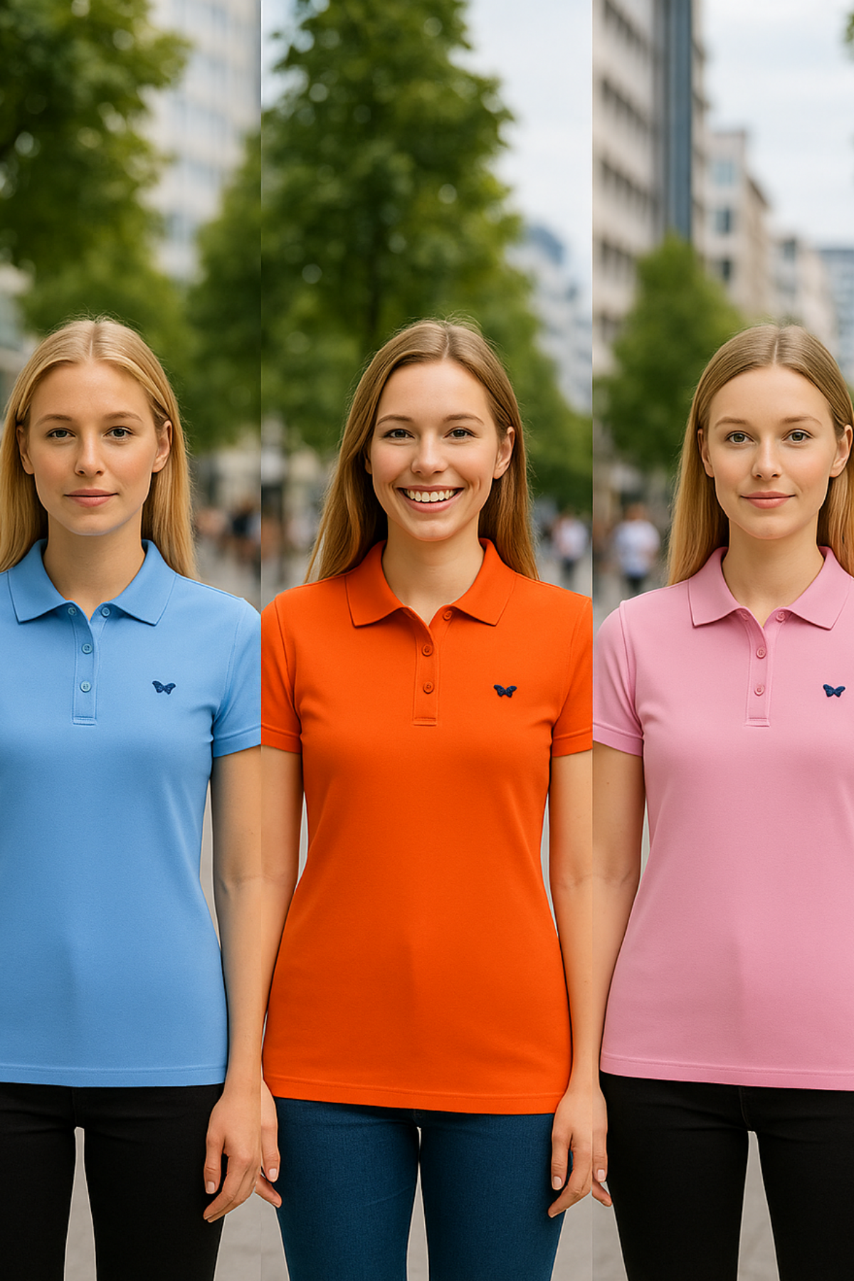 Kadın 3 Lü Paket Kısa Kollu Yazlık Polo Yaka Tişört