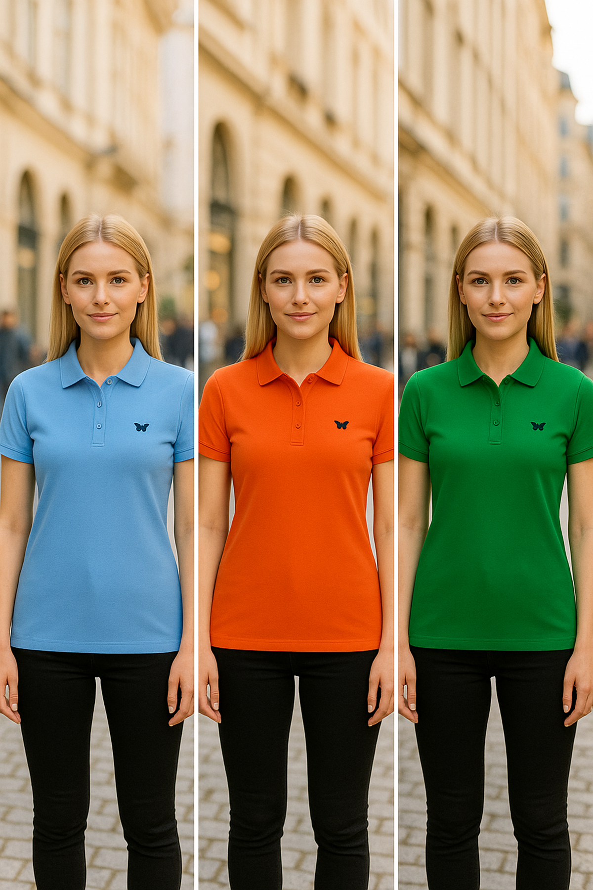 Kadın 3 Lü Paket Basic Kısa Kol Düz Polo Yaka Tişört