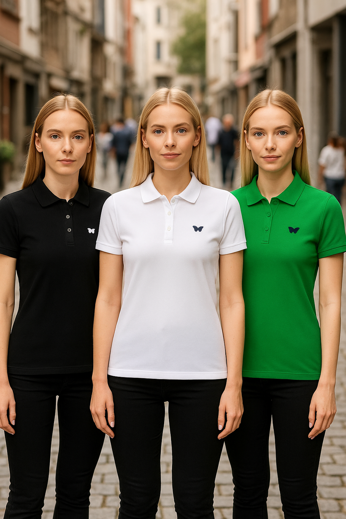 Kadın 3 Lü Paket Basic Kısa Kol Düz Polo Yaka Tişört