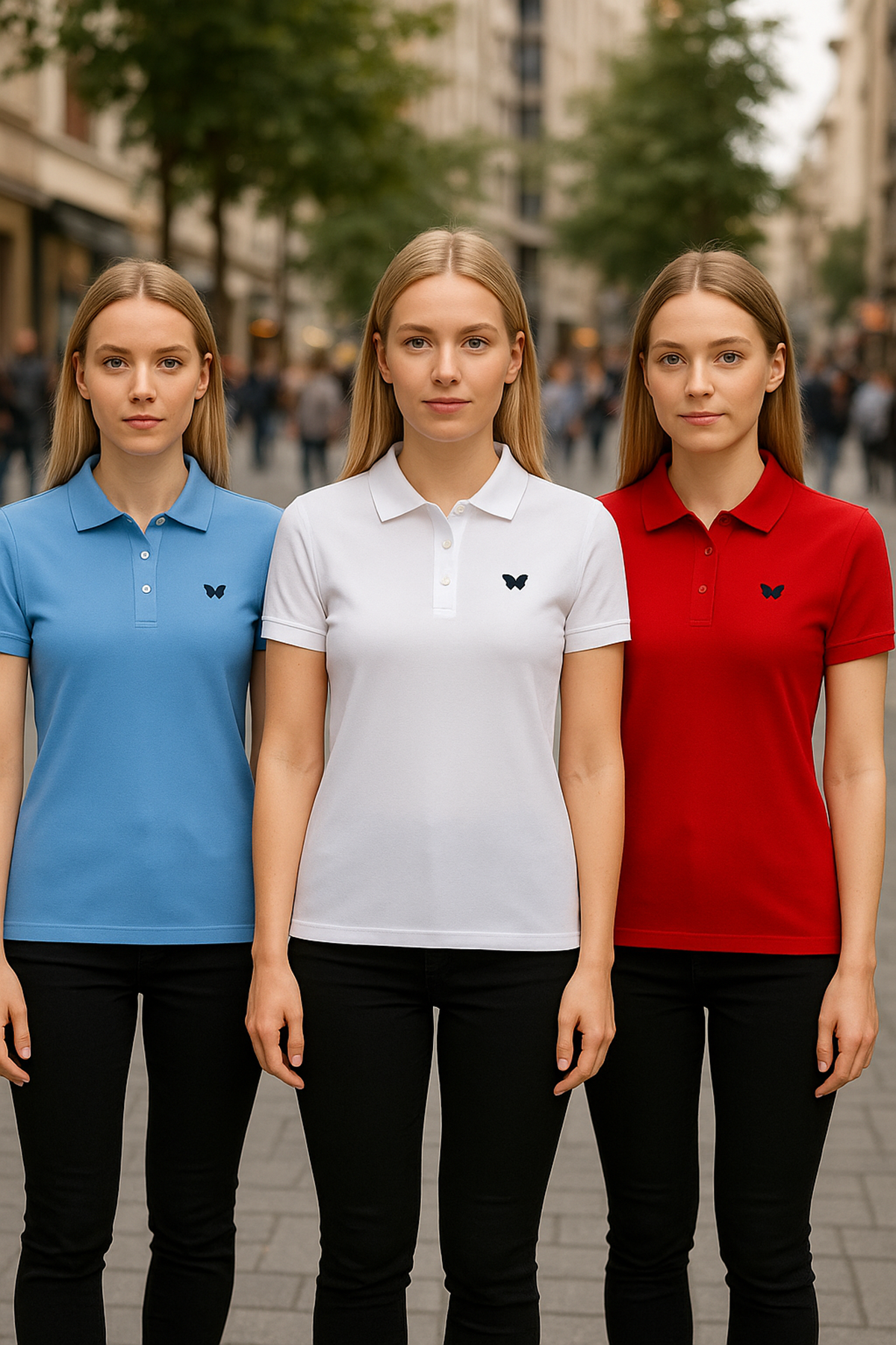 Kadın 3 Lü Paket Yazlık Basic Düz Polo Yaka Tişört