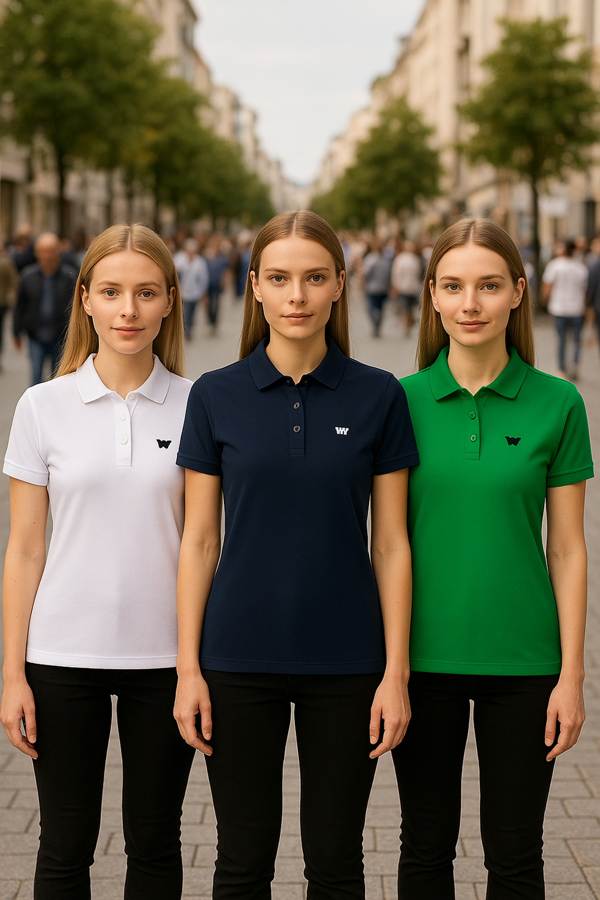 Kadın 3 Lü Paket Basic Armalı Düz Polo Yaka Tişört