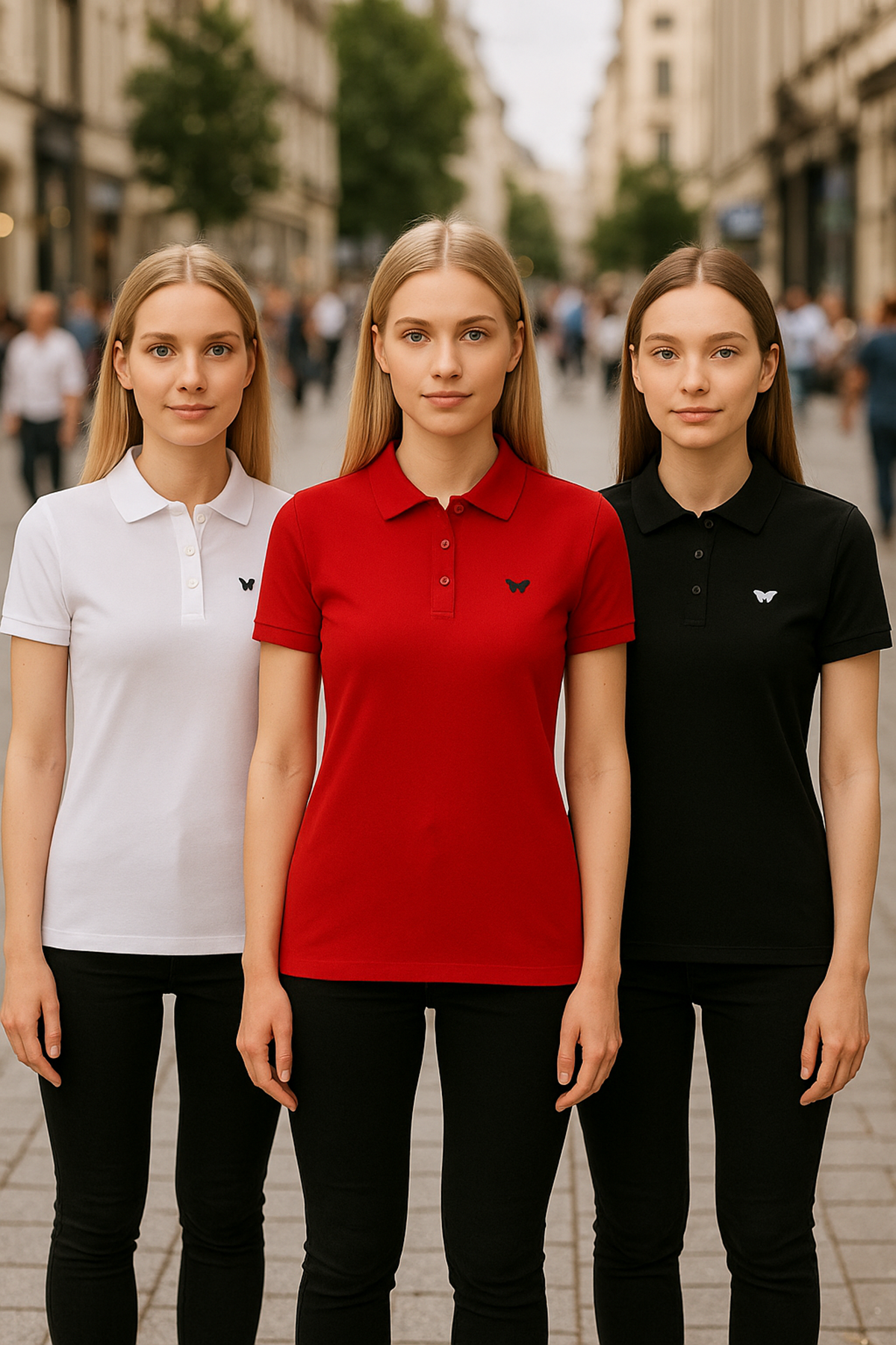 Kadın 3 Lü Paket Basic Armalı Düz Polo Yaka Tişört