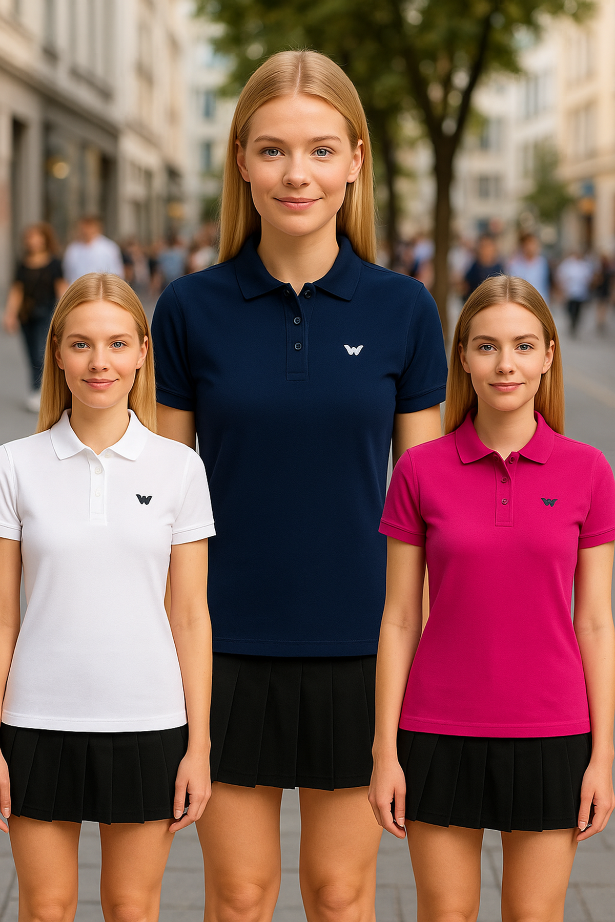 Kadın 3 Lü Paket Arma Kısa Kol Dar Polo Yaka Tişört