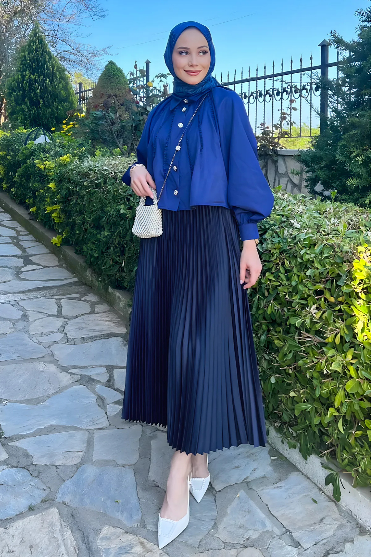 Kadın 3 Lü Paket Basic Pilise Bol Lastikli Uzun Etek