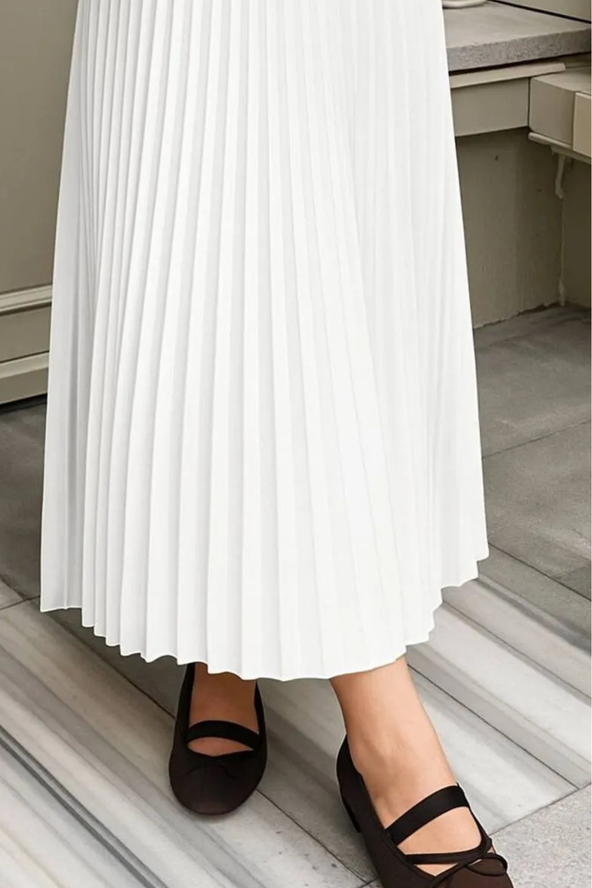 Kadın 3 Lü Paket Basic Pilise Bol Lastikli Uzun Etek