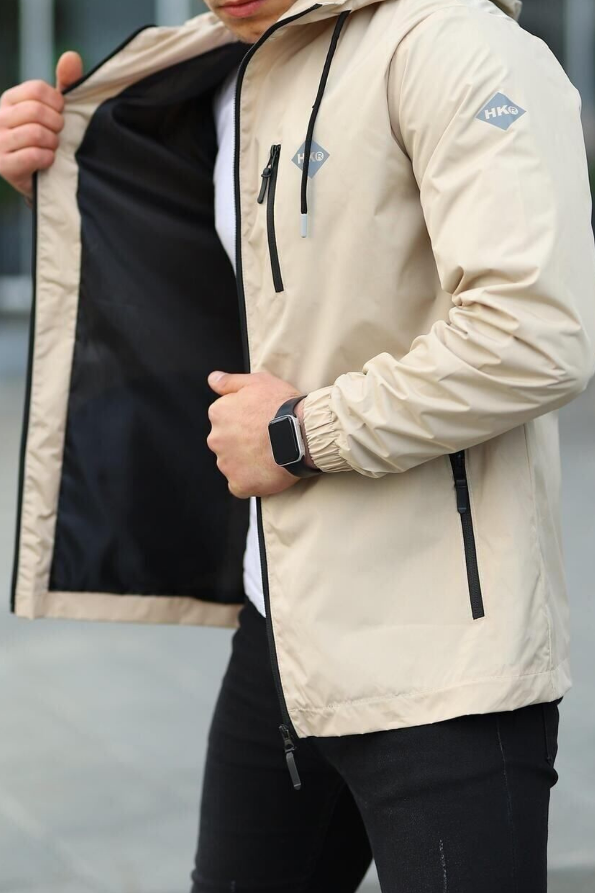 Erkek Astarlı Bol Cepli Taş Rüzgarlık & Yağmurluk