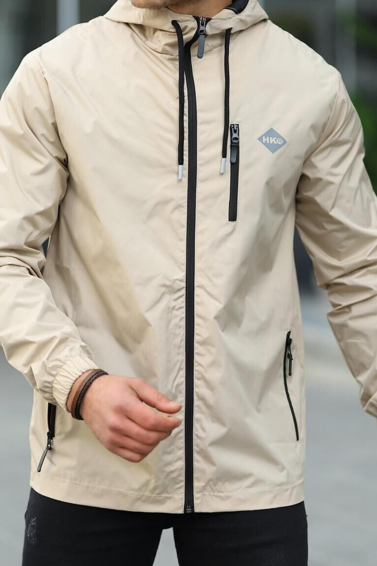 Erkek Astarlı Bol Cepli Taş Rüzgarlık & Yağmurluk