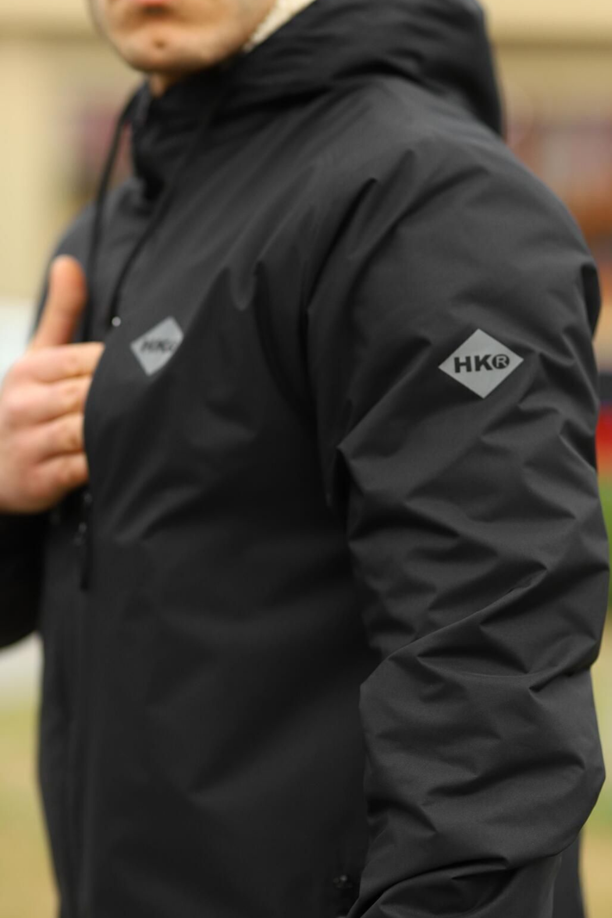 Erkek Dar Siyah İçi Peluş Kürk Rüzgarlık & Yağmurluk