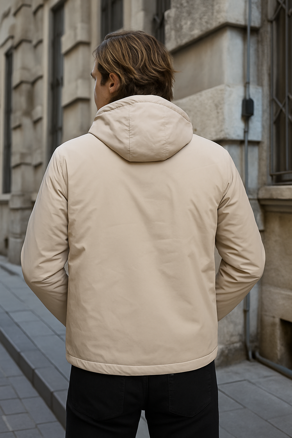 Erkek Dar Taş İçi Peluş Kürk Rüzgarlık & Yağmurluk