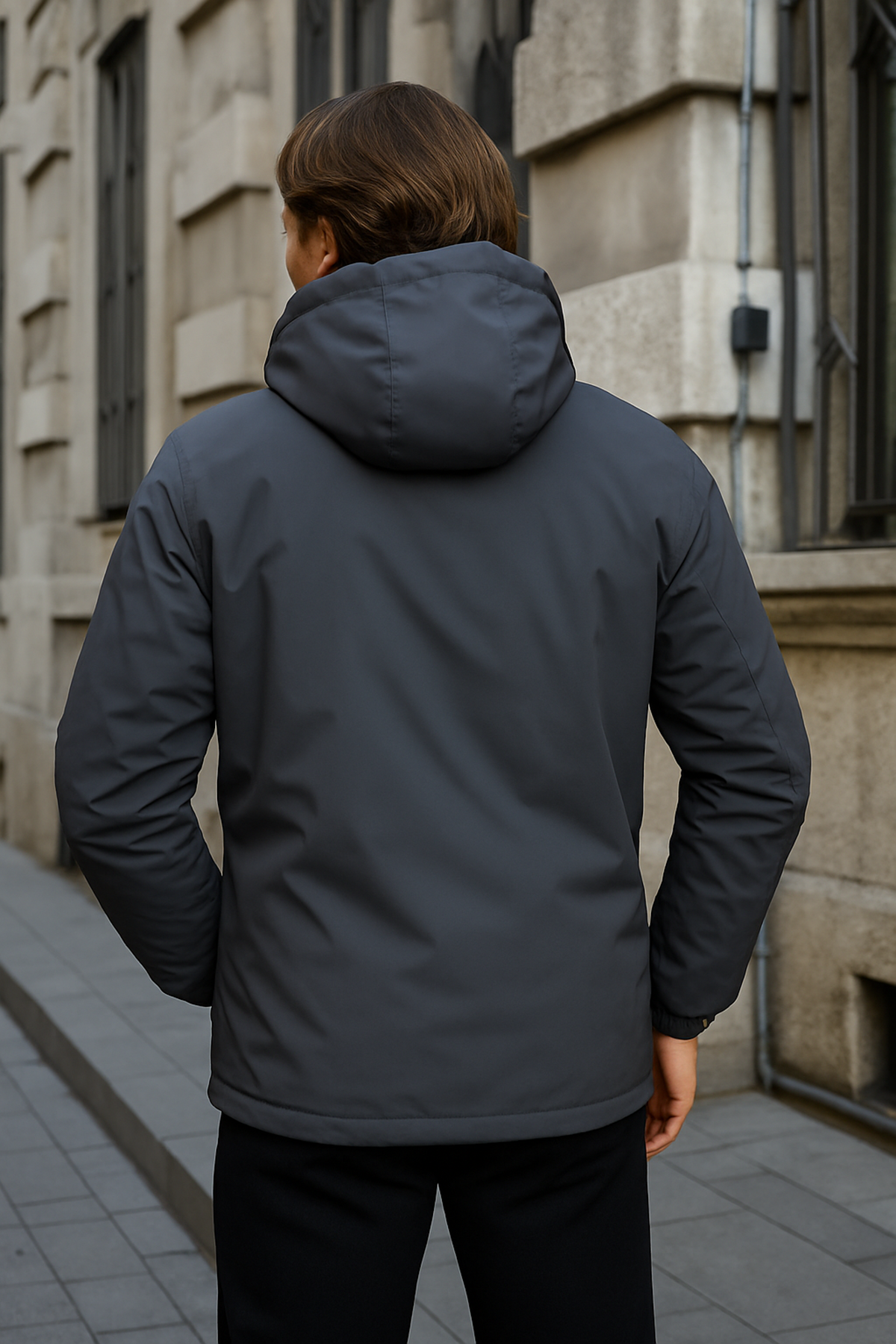 Erkek Dar Füme İçi Peluş Kürk Rüzgarlık & Yağmurluk