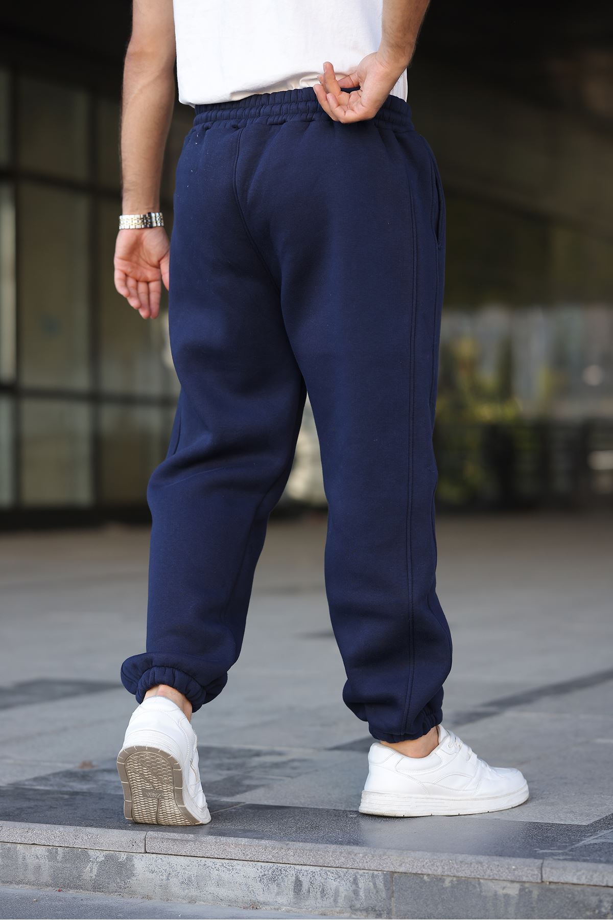 Erkek Bol Paça Beli Lastikli Antrasit Eşofman Altı