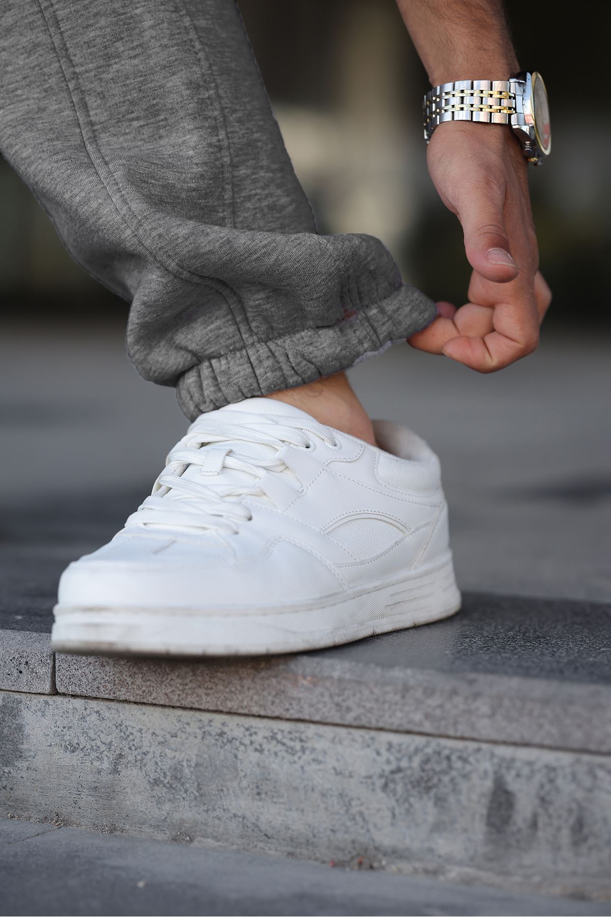 Erkek Bol Paça Beli Lastikli Antrasit Eşofman Altı