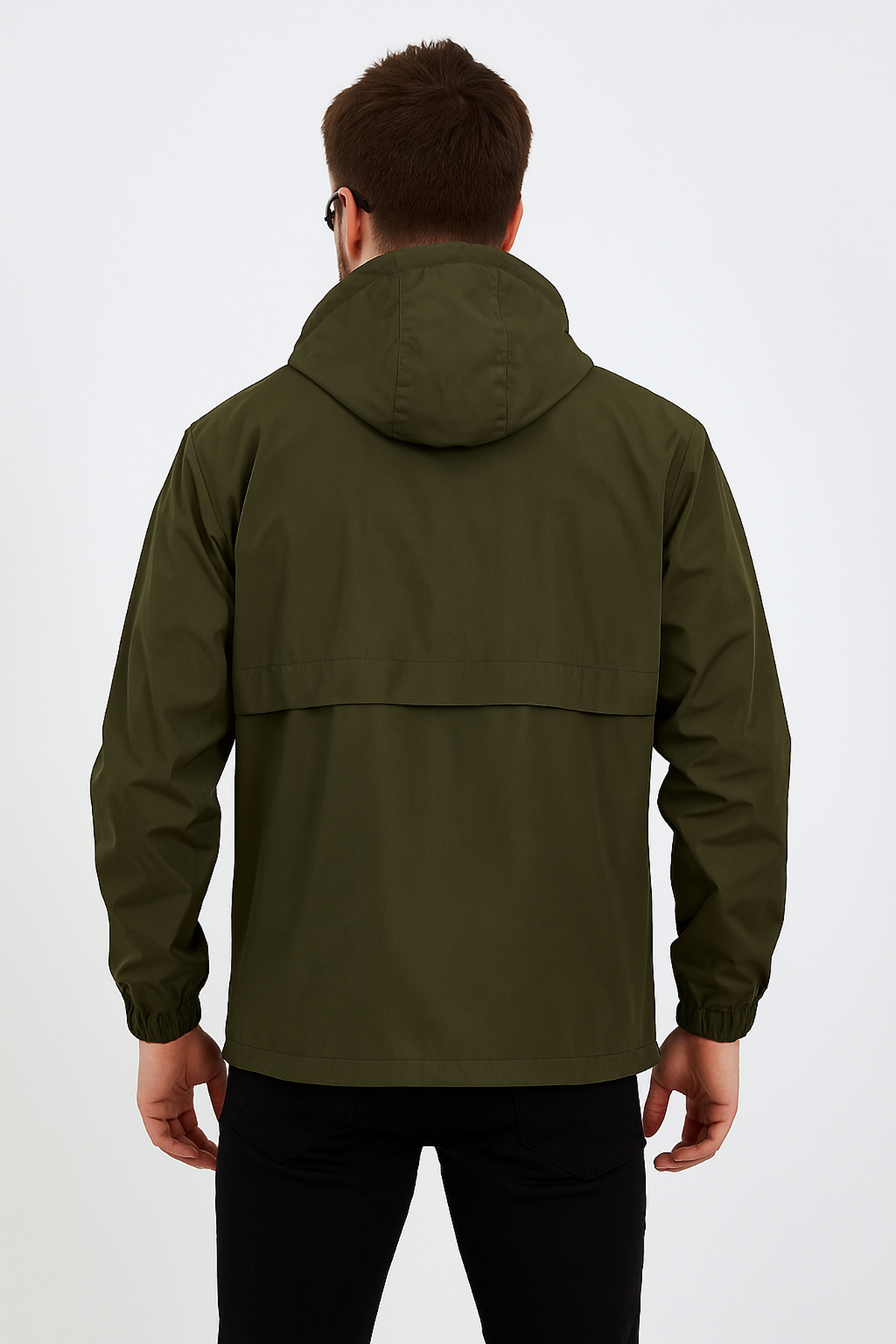 Erkek Baskılı Kapşonlu Haki Rüzgarlık & Yağmurluk