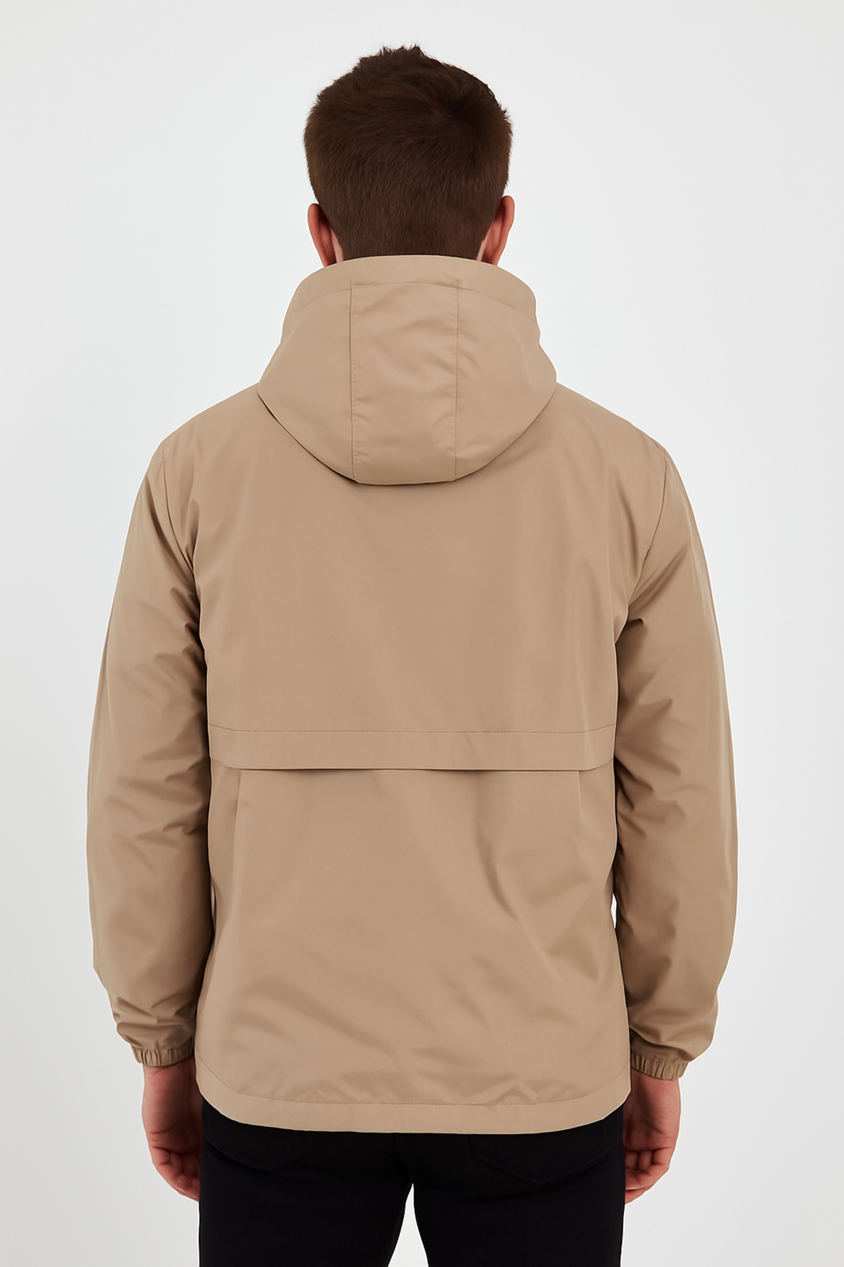 Erkek Baskılı Kapşonlu Taş Rüzgarlık & Yağmurluk