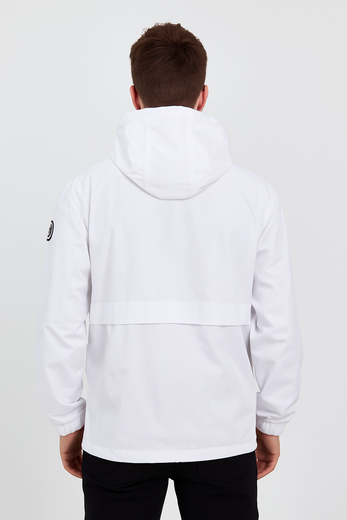 Erkek Baskılı Kapşonlu Beyaz Rüzgarlık & Yağmurluk