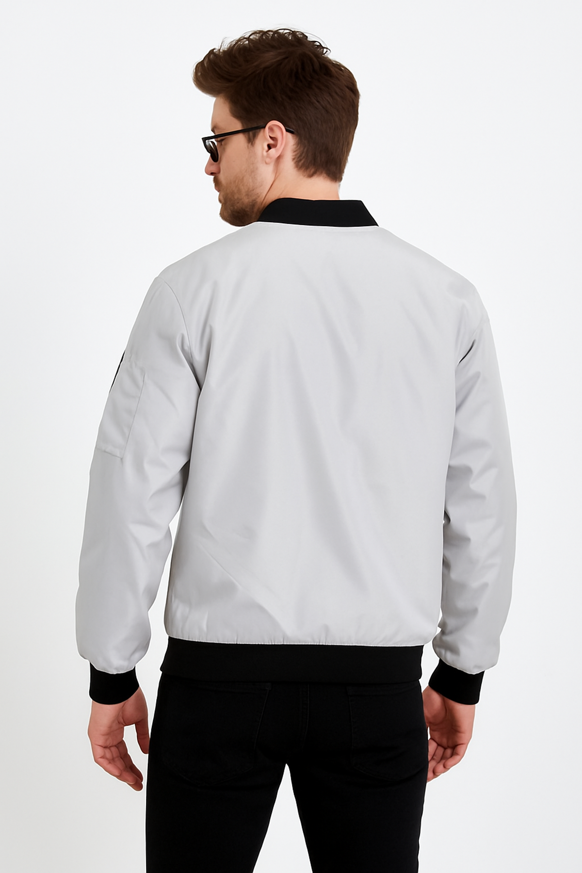 Erkek Fermuarlı Gri Kolej Rüzgarlık & Yağmurluk