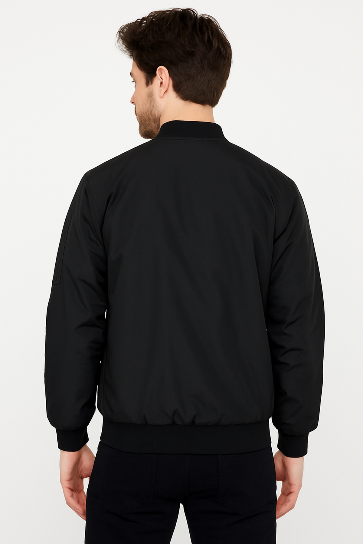 Erkek Fermuarlı Siyah Kolej Rüzgarlık & Yağmurluk