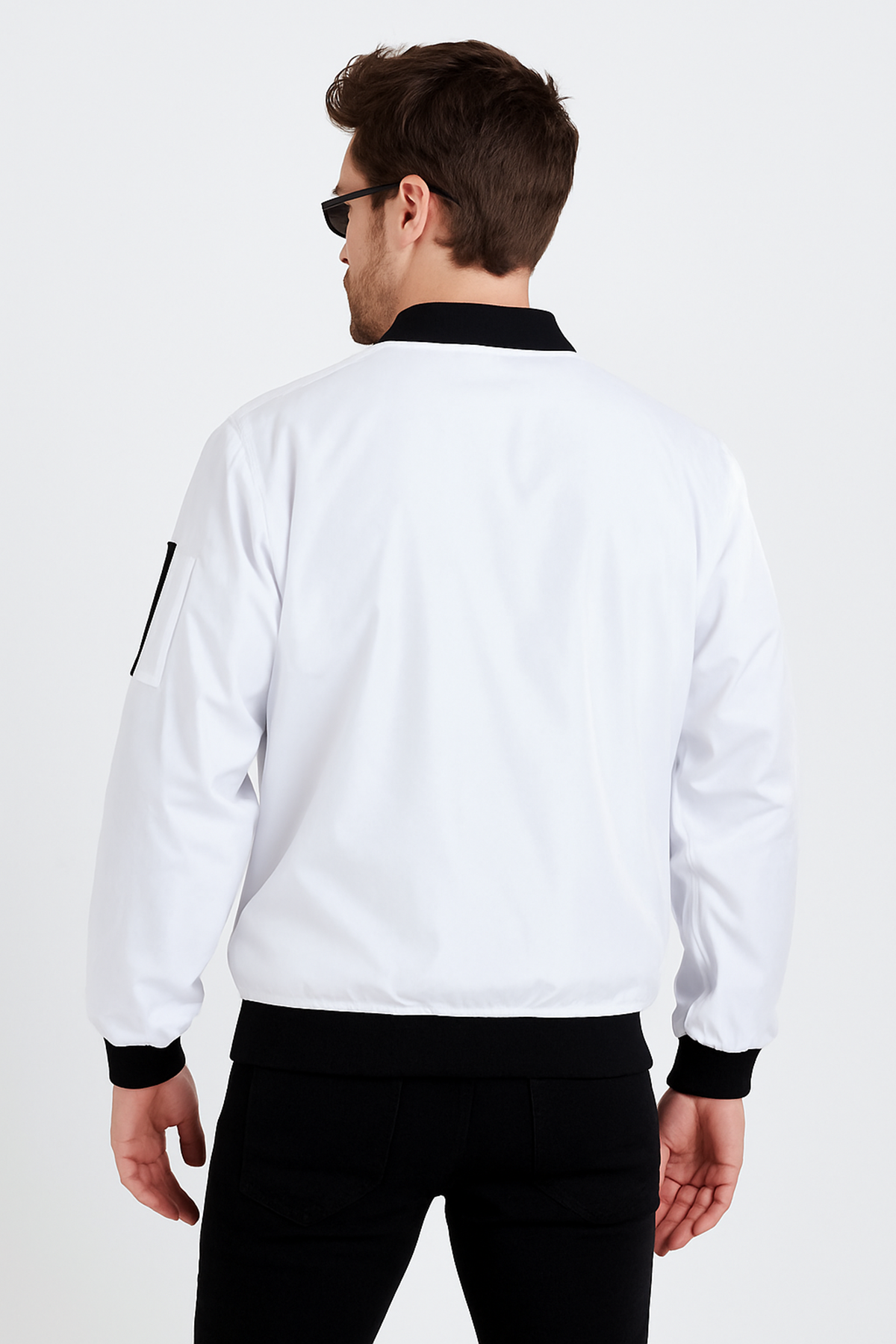 Erkek Fermuarlı Beyaz Kolej Rüzgarlık & Yağmurluk