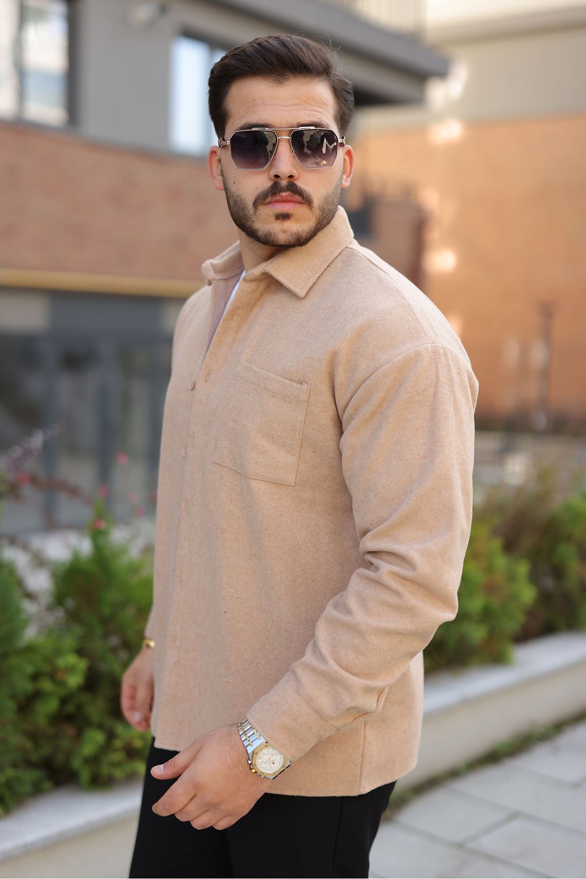 Erkek Kışlık Günlük Basic Oduncu Taş Kaşe Ceket