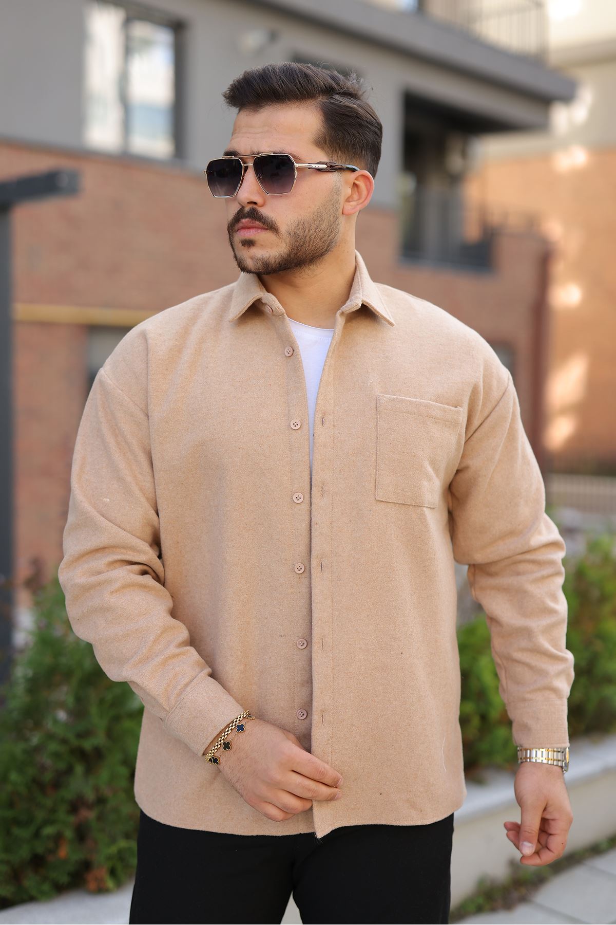 Erkek Kışlık Günlük Basic Oduncu Taş Kaşe Ceket