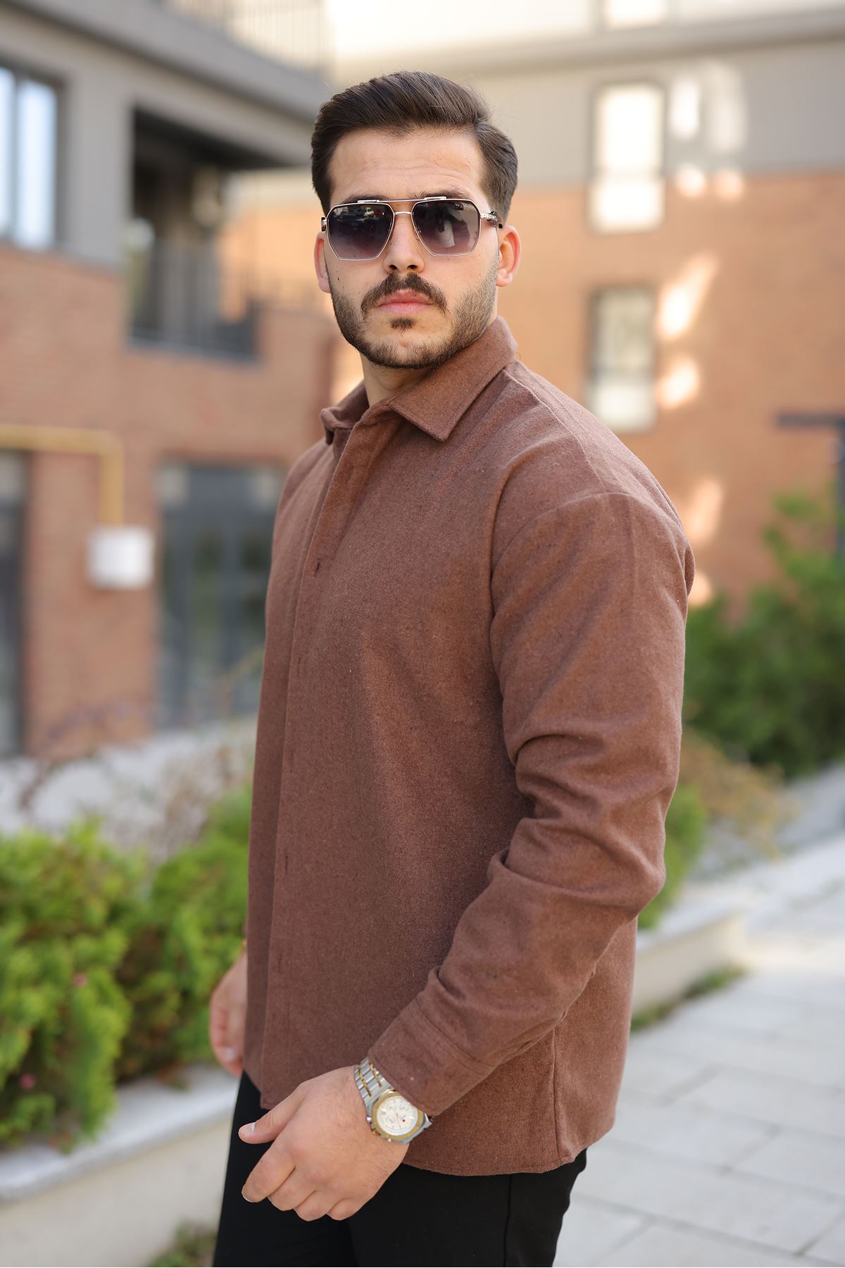 Erkek Basic Kışlık Günlük Oduncu Kahve Kaşe Ceket