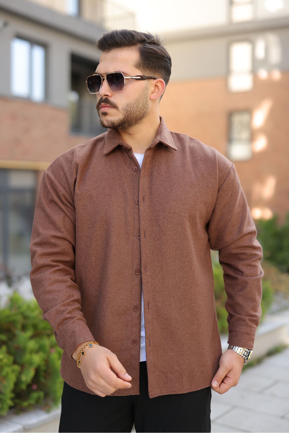 Erkek Basic Kışlık Günlük Oduncu Kahve Kaşe Ceket