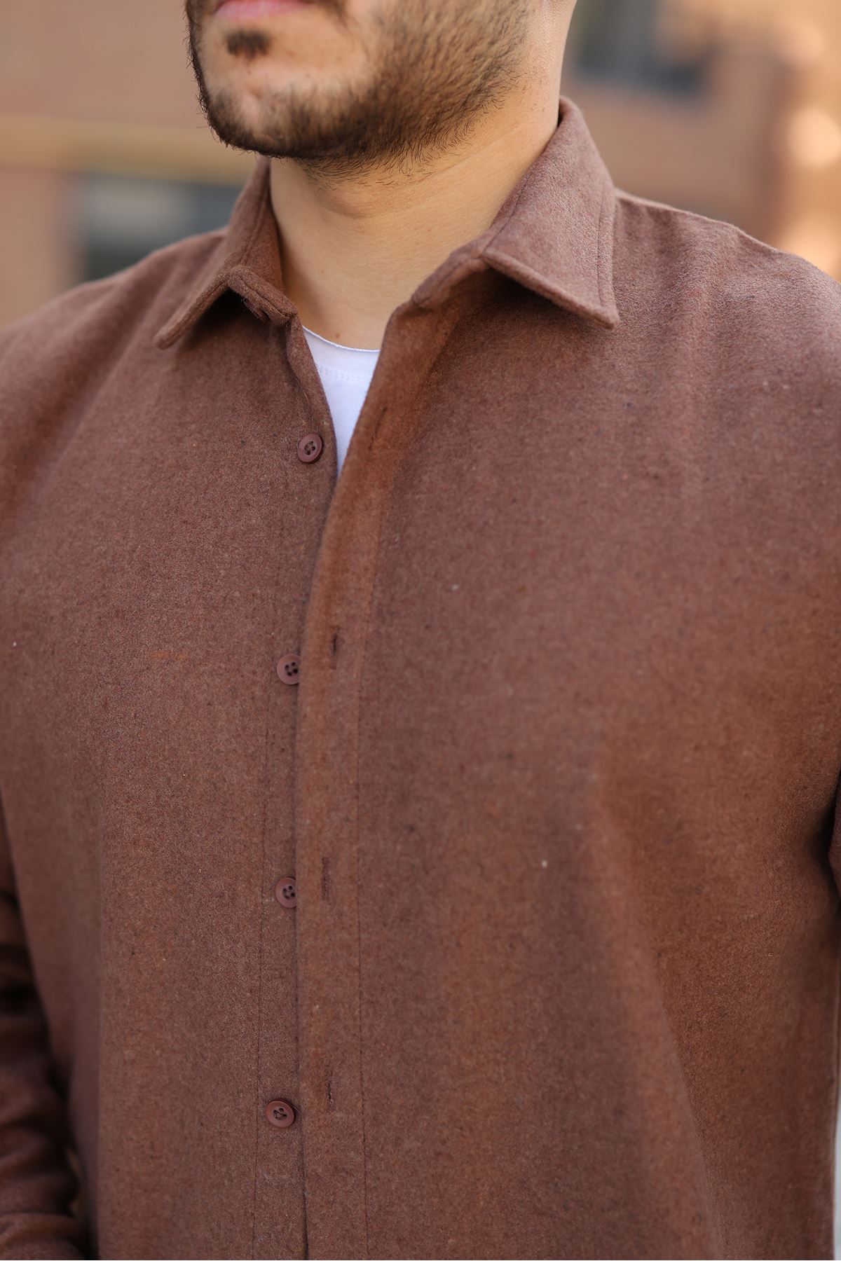 Erkek Basic Kışlık Günlük Oduncu Kahve Kaşe Ceket