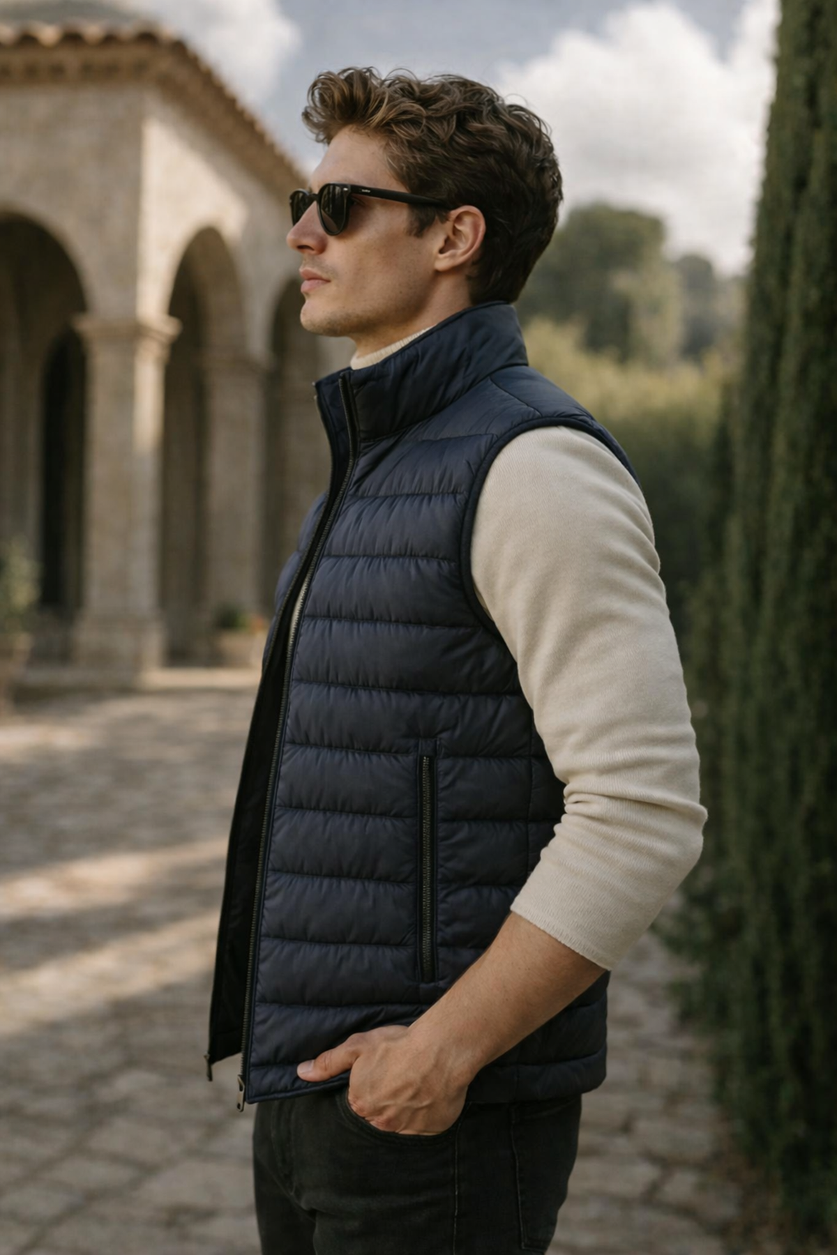 Erkek Kışlık Premium Trend Fermuarlı Füme Şişme Yelek