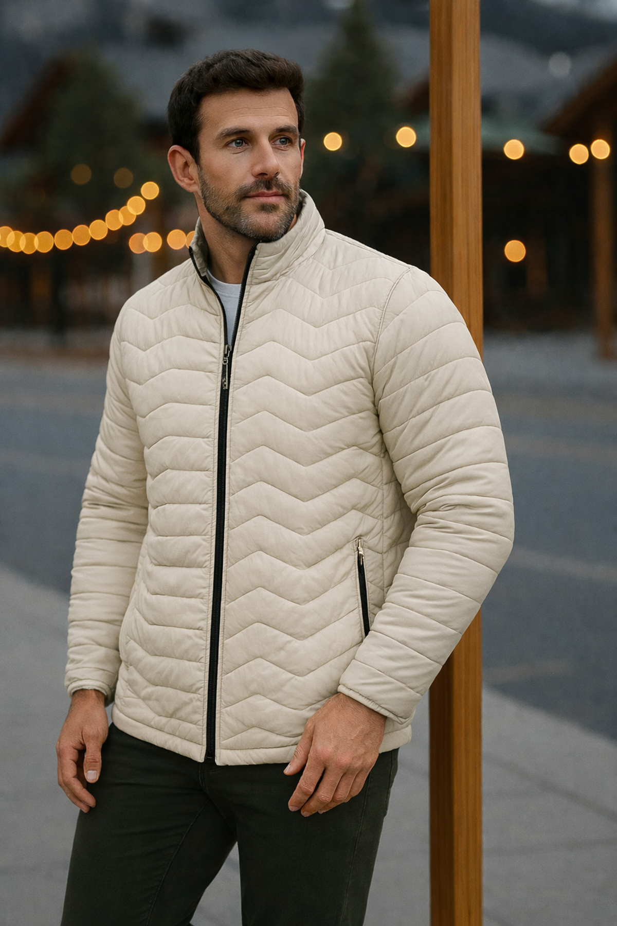 Erkek Trend Premium Krem Şişme Mont