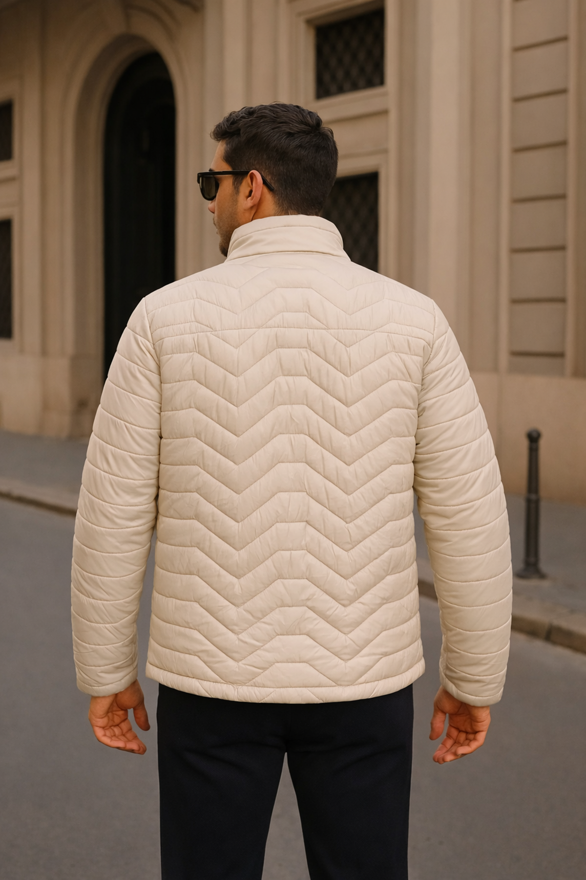 Erkek Günlük Comfort Krem Şişme Mont