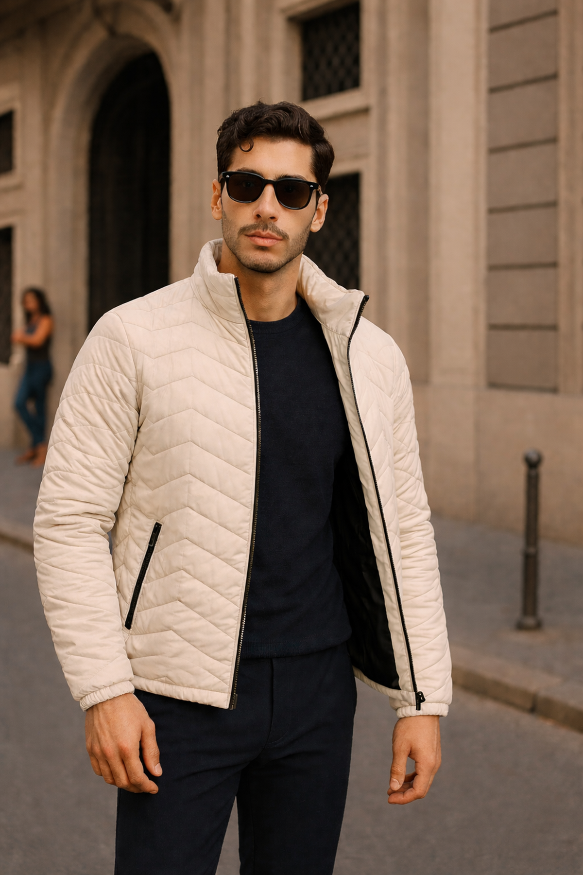 Erkek Günlük Comfort Krem Şişme Mont