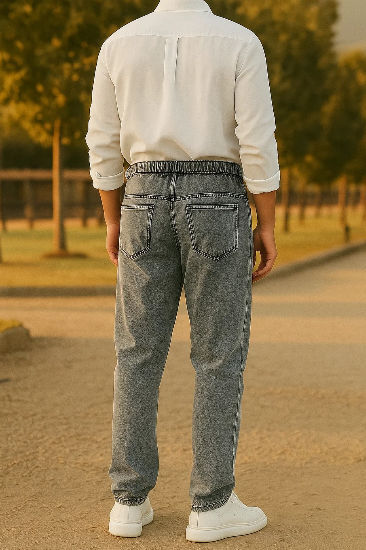 Erkek Bol Paça Jogger Baggy Gri Pantolon