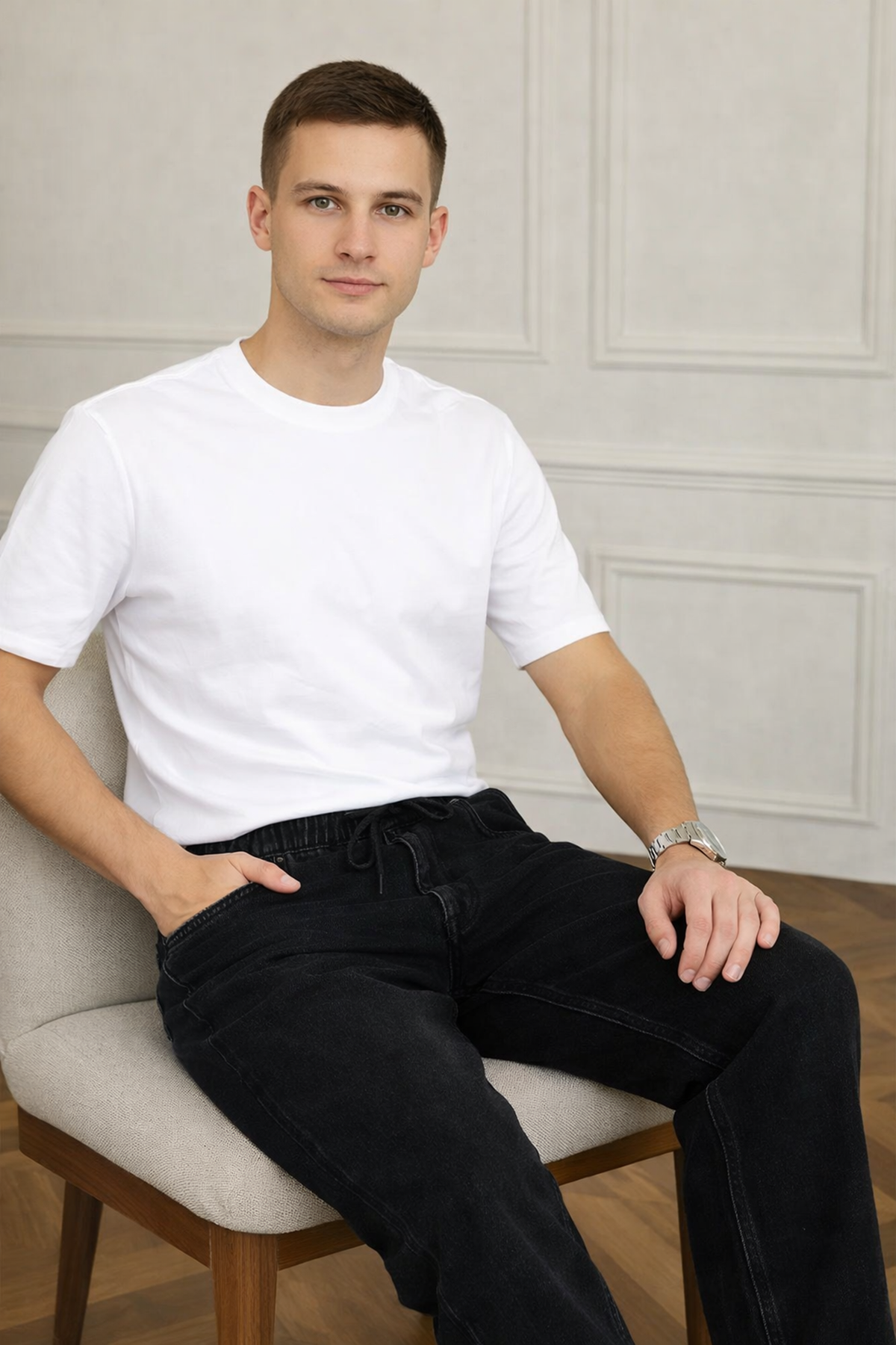 Erkek Trend Günlük Bol Paça Baggy Siyah Pantolon