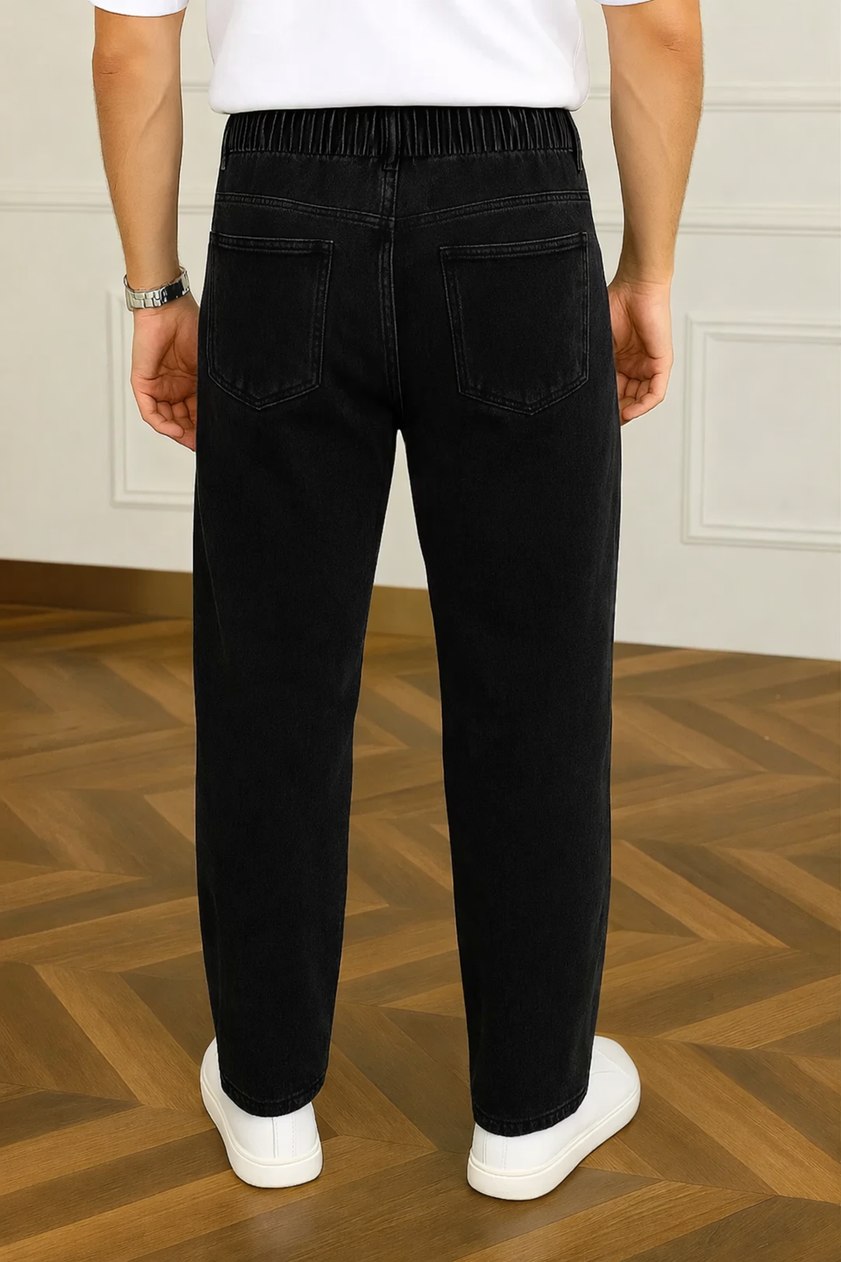 Erkek Trend Günlük Bol Paça Baggy Siyah Pantolon