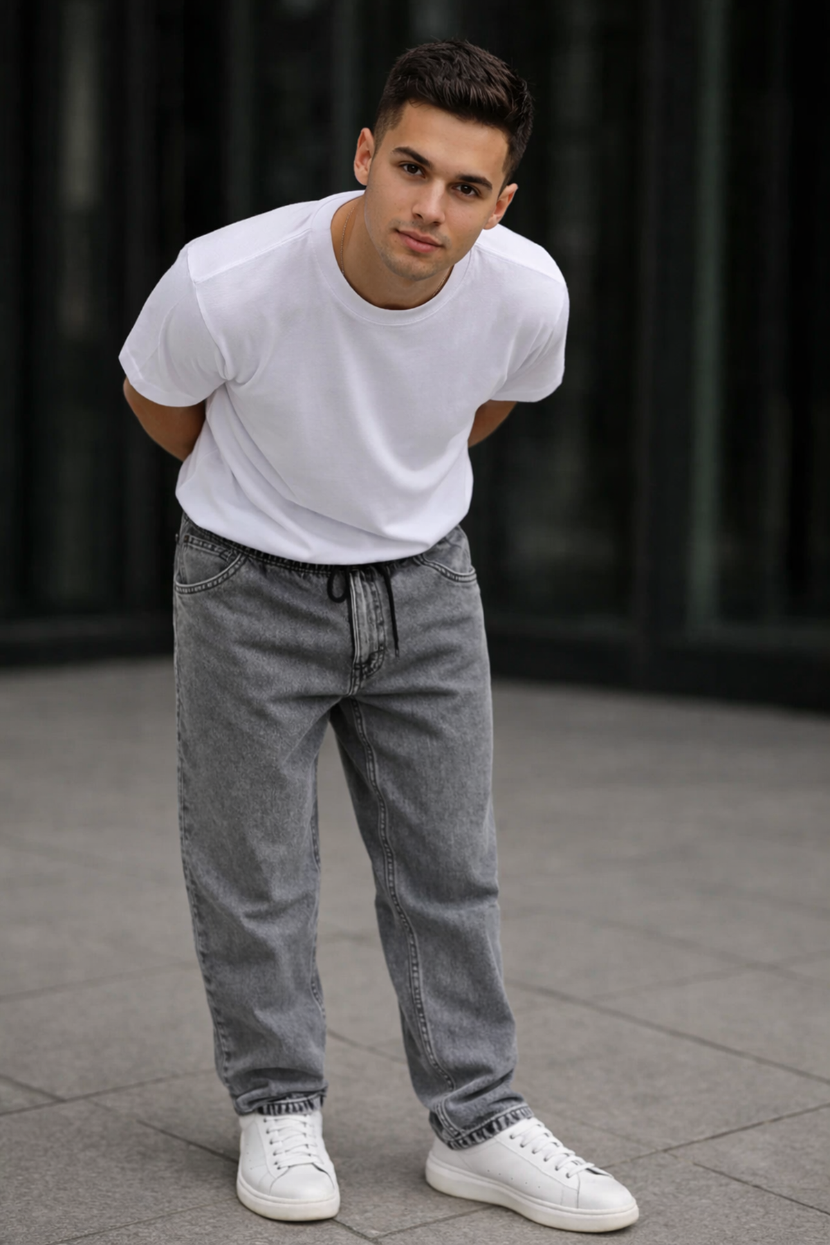 Erkek Günlük Premium Gri Baggy Pantolon