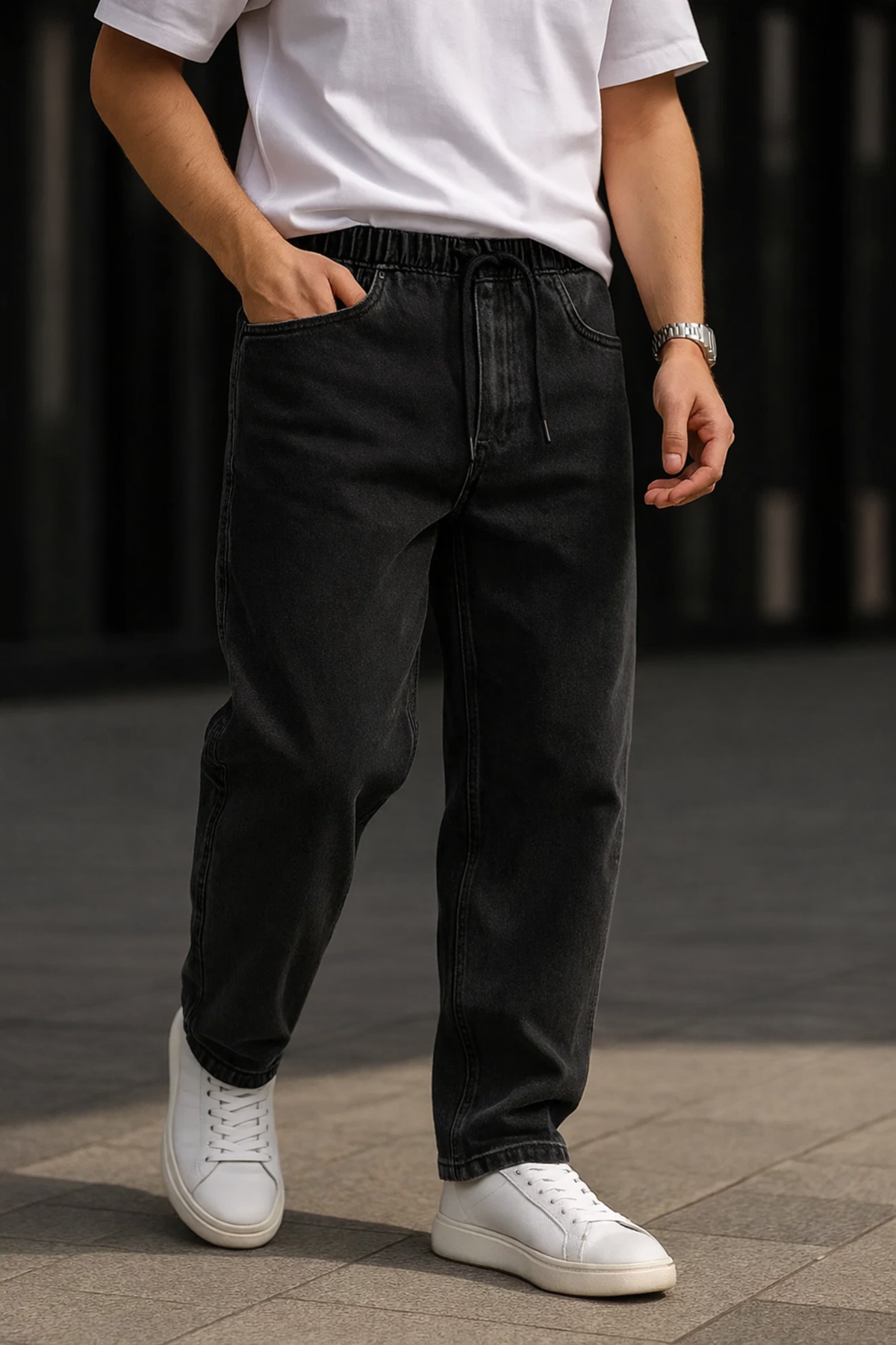 Erkek Günlük Premium Siyah Baggy Pantolon