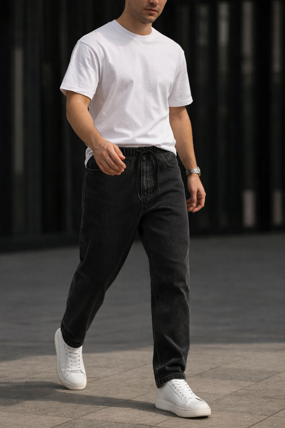 Erkek Günlük Premium Siyah Baggy Pantolon