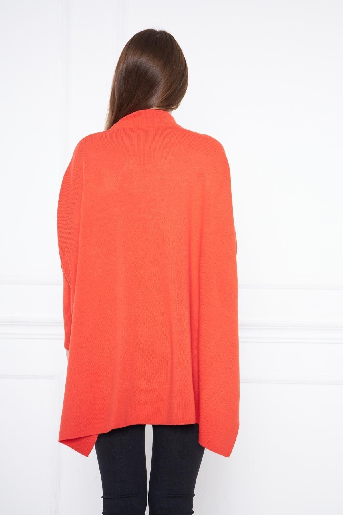 Kadın Yandan Yırtmaçlı Oversize Panço Kazak