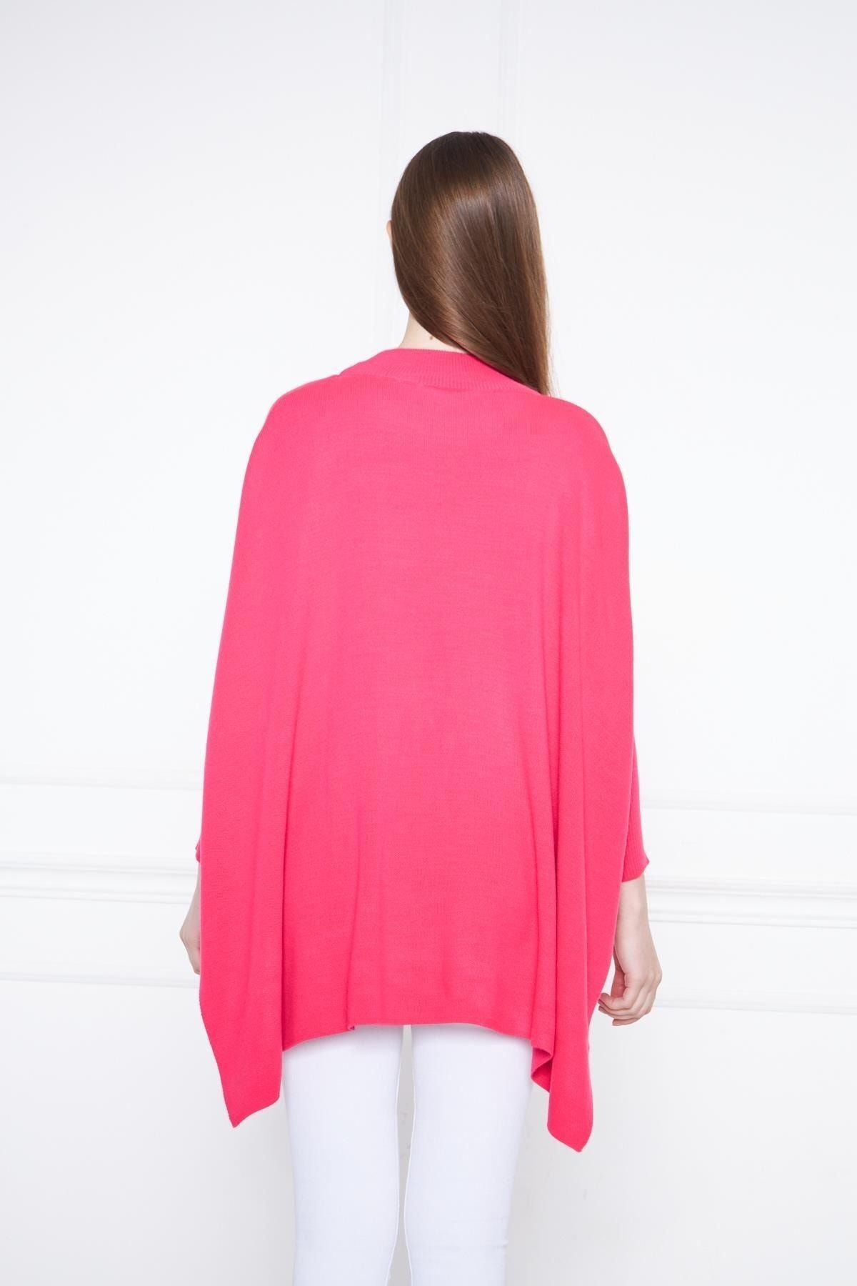 Kadın Yandan Yırtmaçlı Oversize Panço Kazak