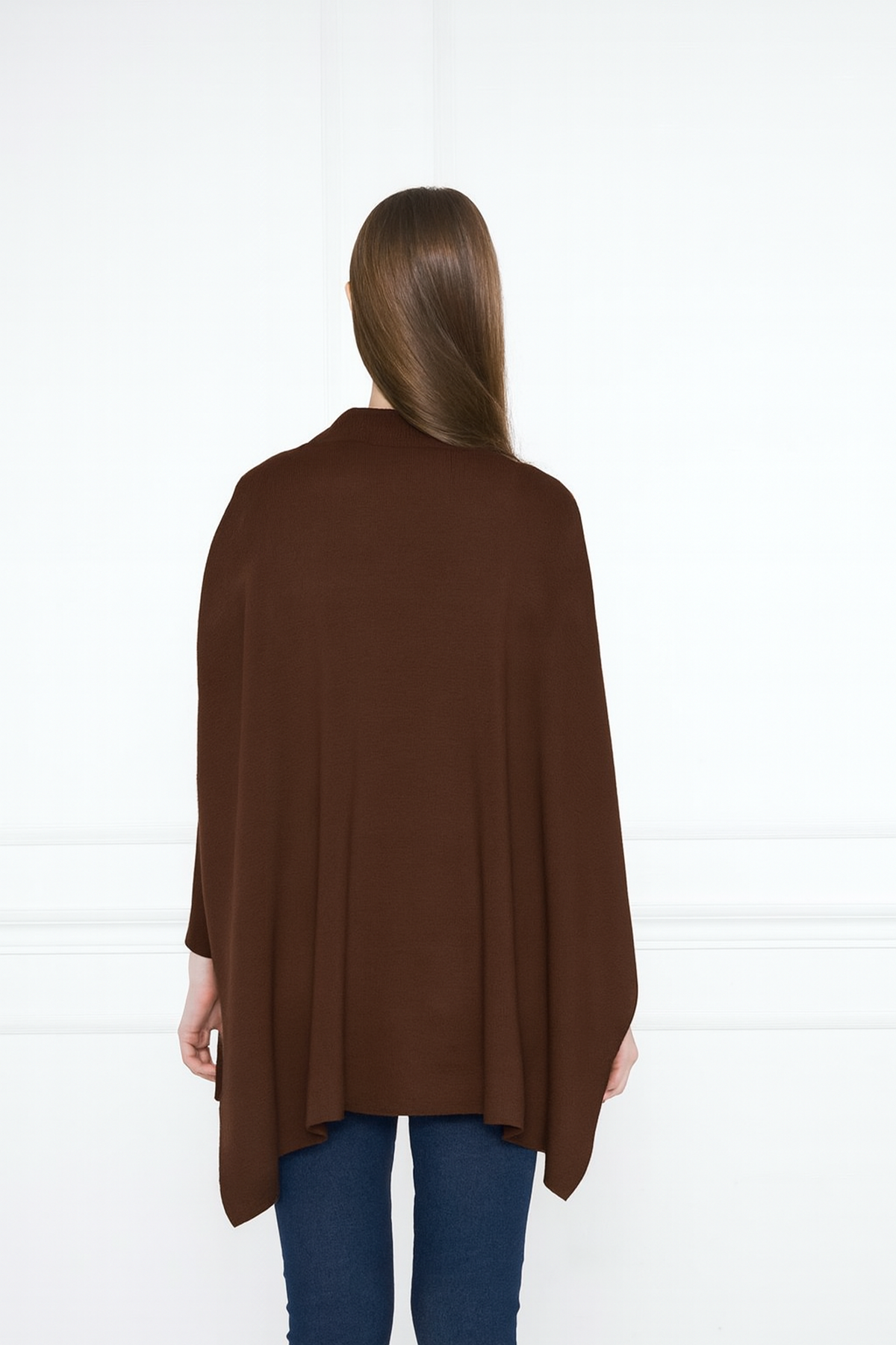 Kadın Yandan Yırtmaçlı Oversize Panço Kazak