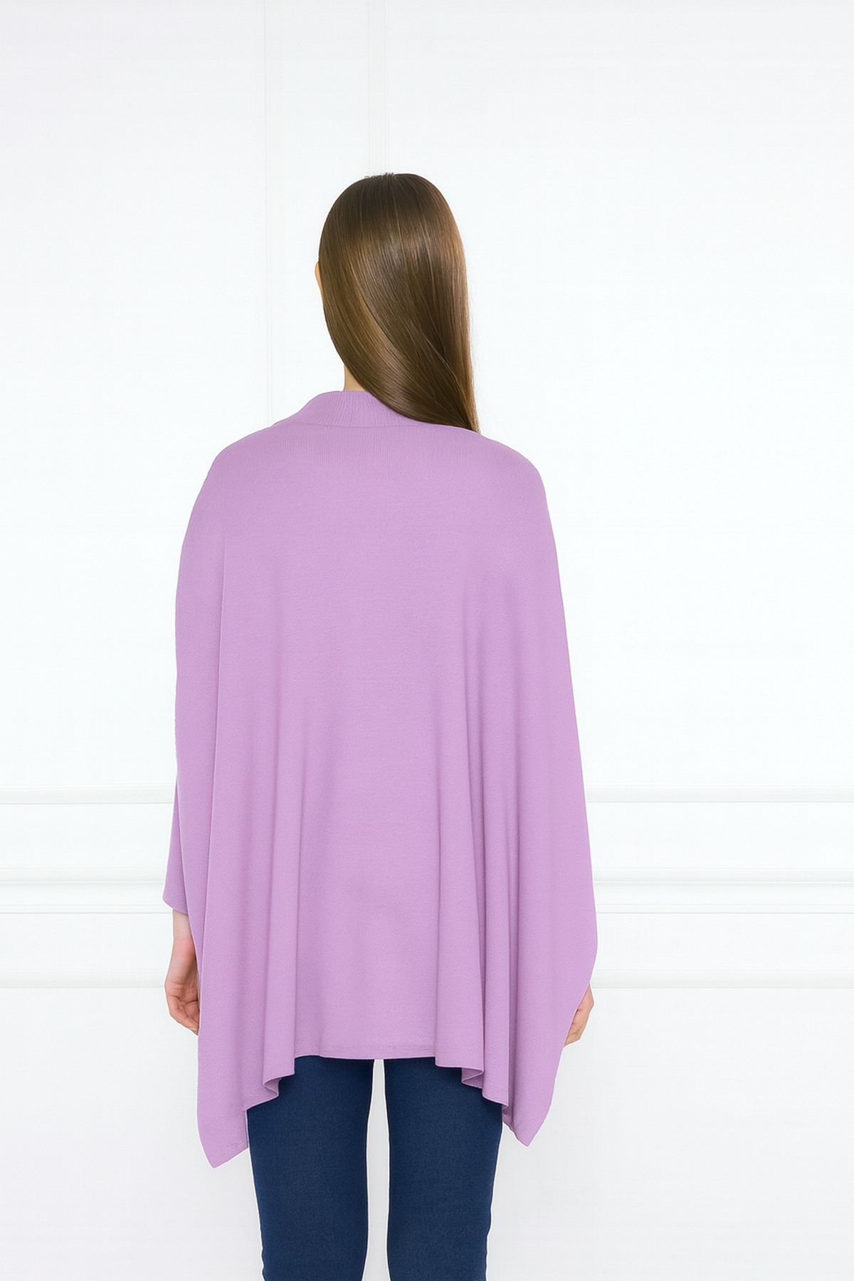 Kadın Yandan Yırtmaçlı Oversize Panço Kazak