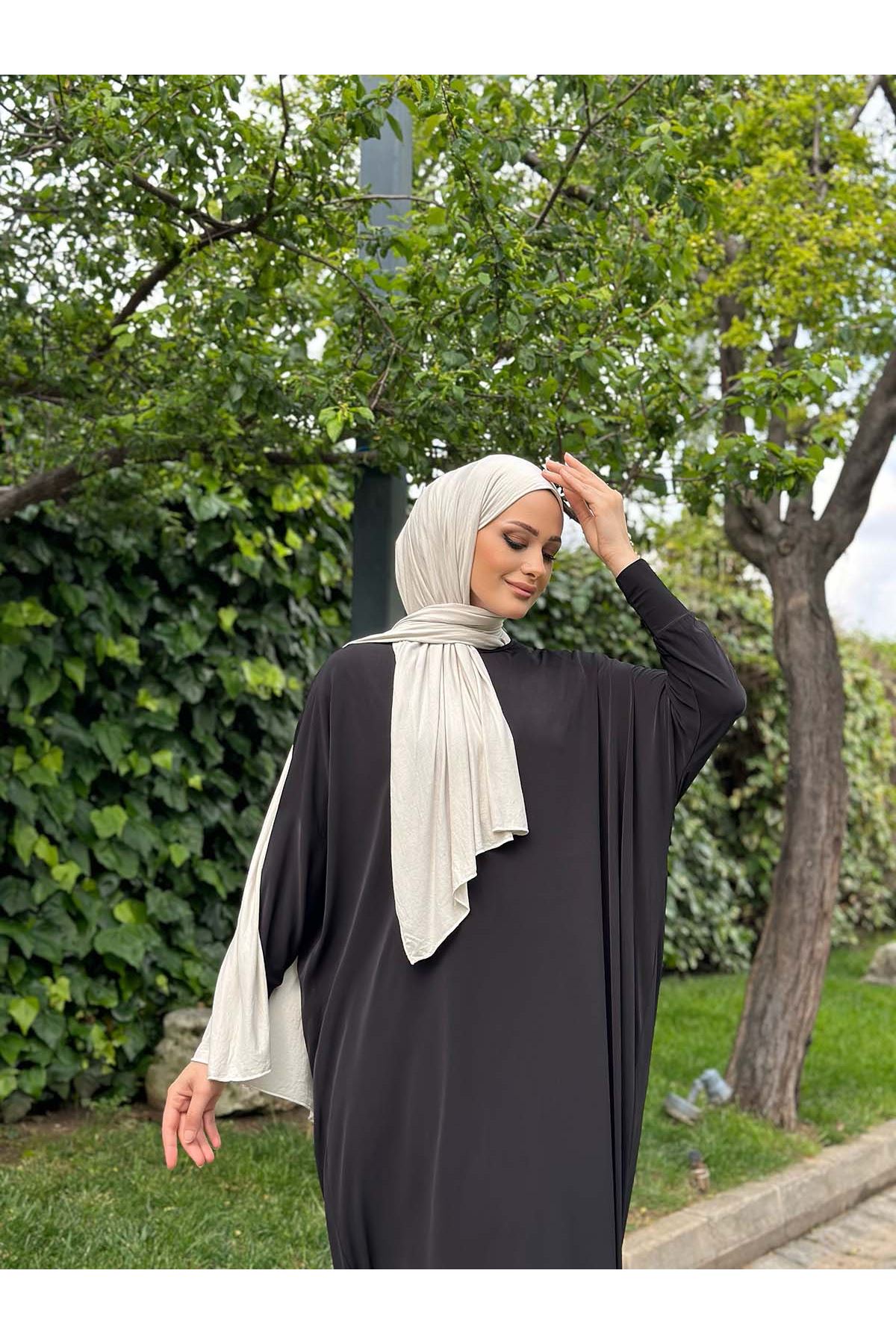 Kadın Trend Basic Uzun Kollu Siyah Namaz Elbisesi