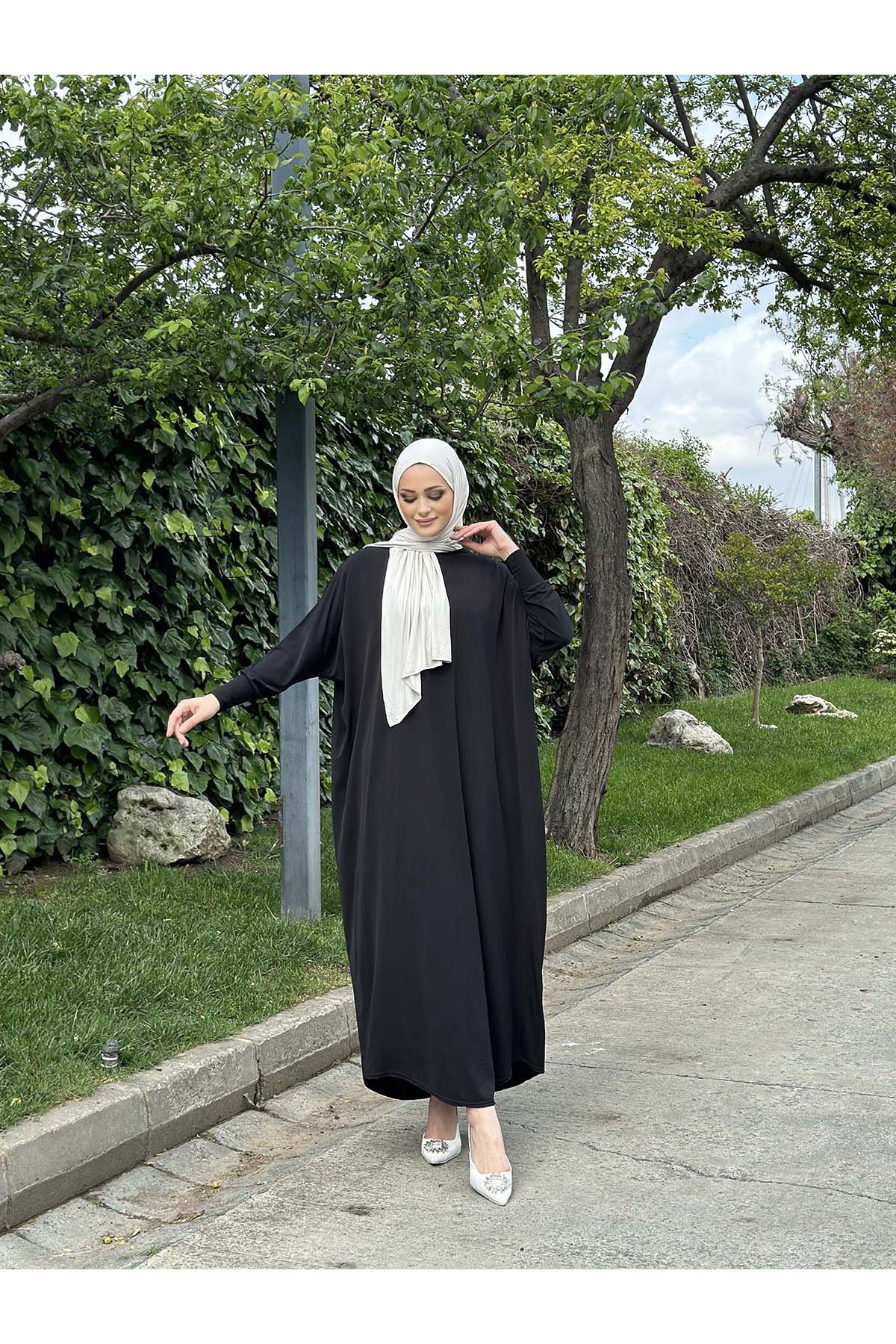 Kadın Trend Basic Uzun Kollu Siyah Namaz Elbisesi
