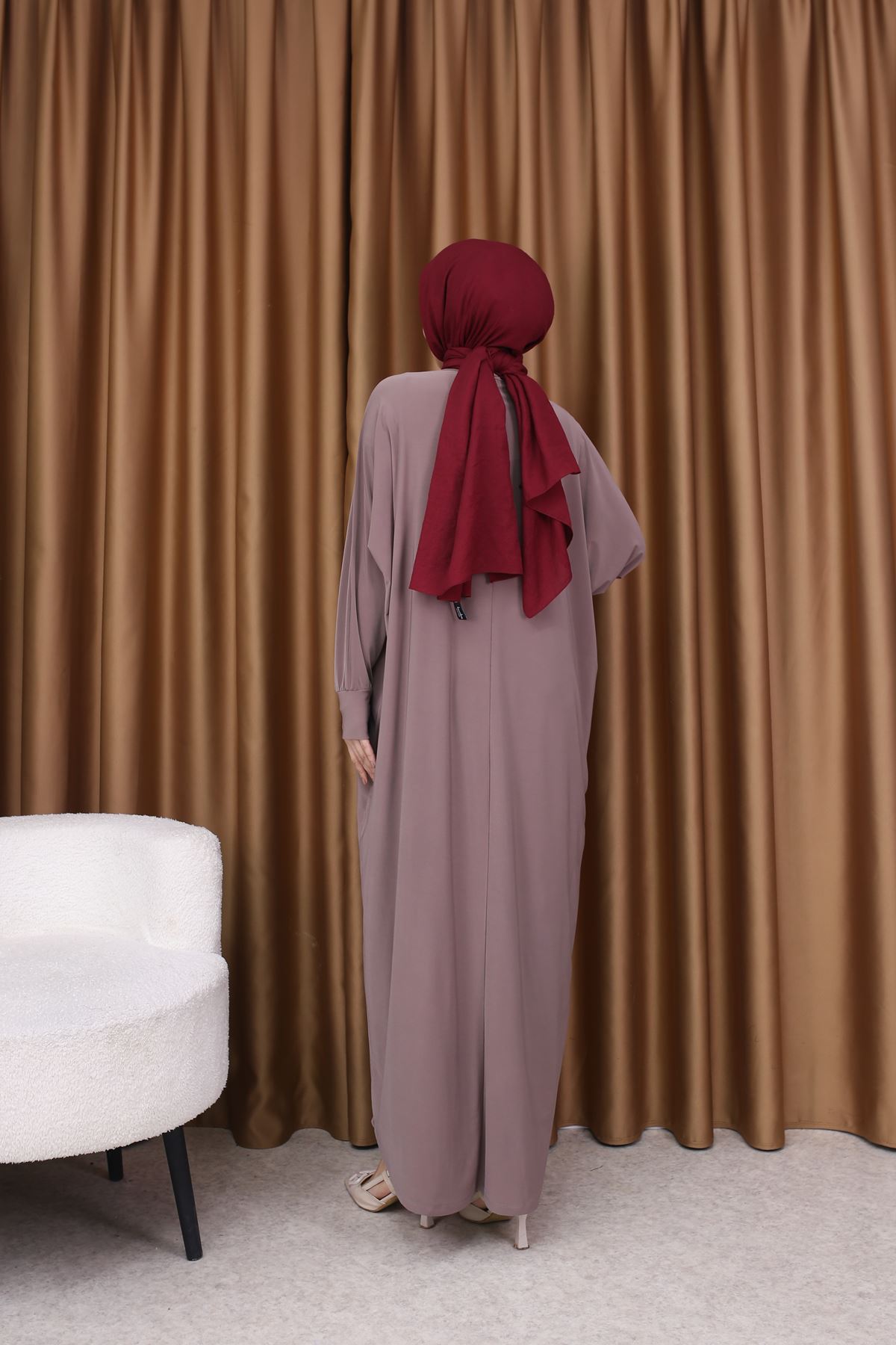 Kadın Trend Basic Uzun Kollu Pembe Namaz Elbisesi