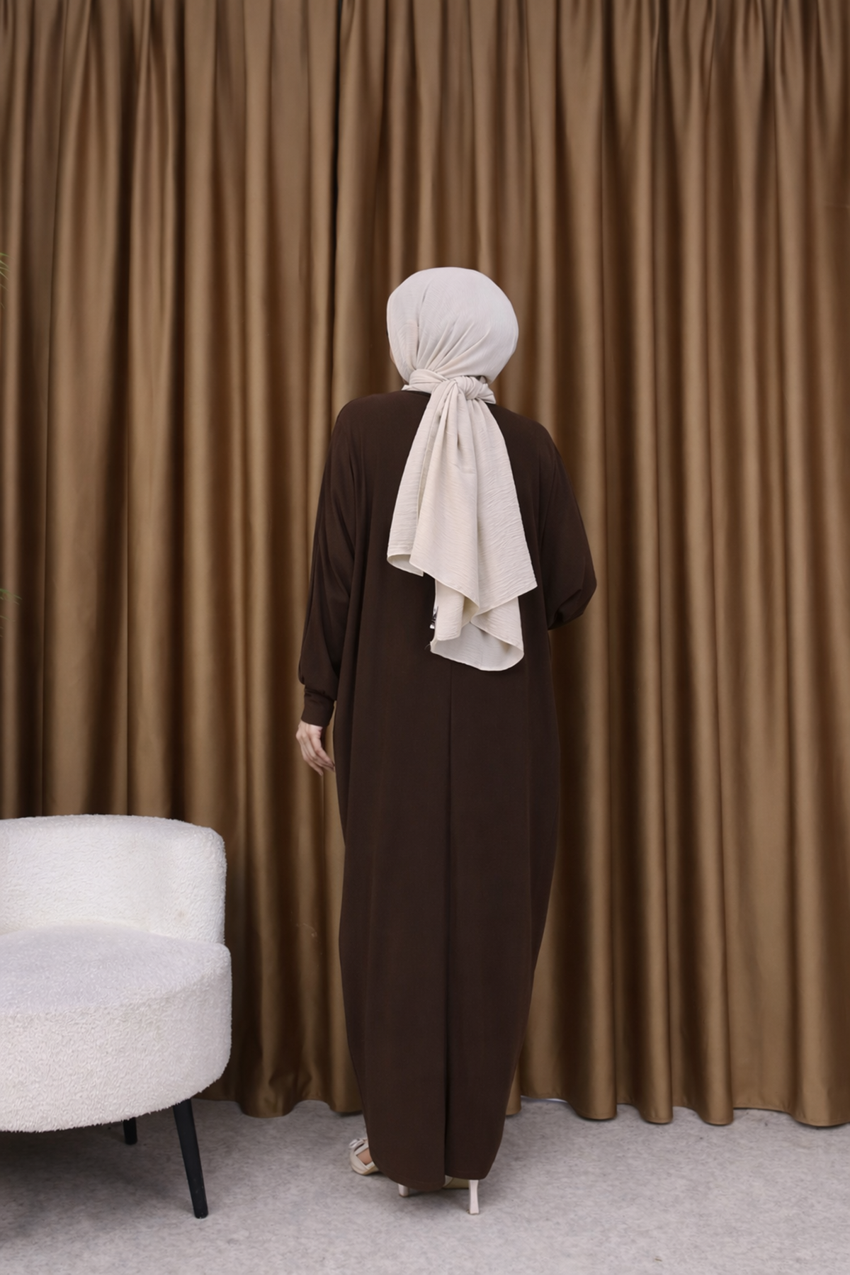 Kadın Trend Basic Uzun Kollu K.Kahve Namaz Elbisesi