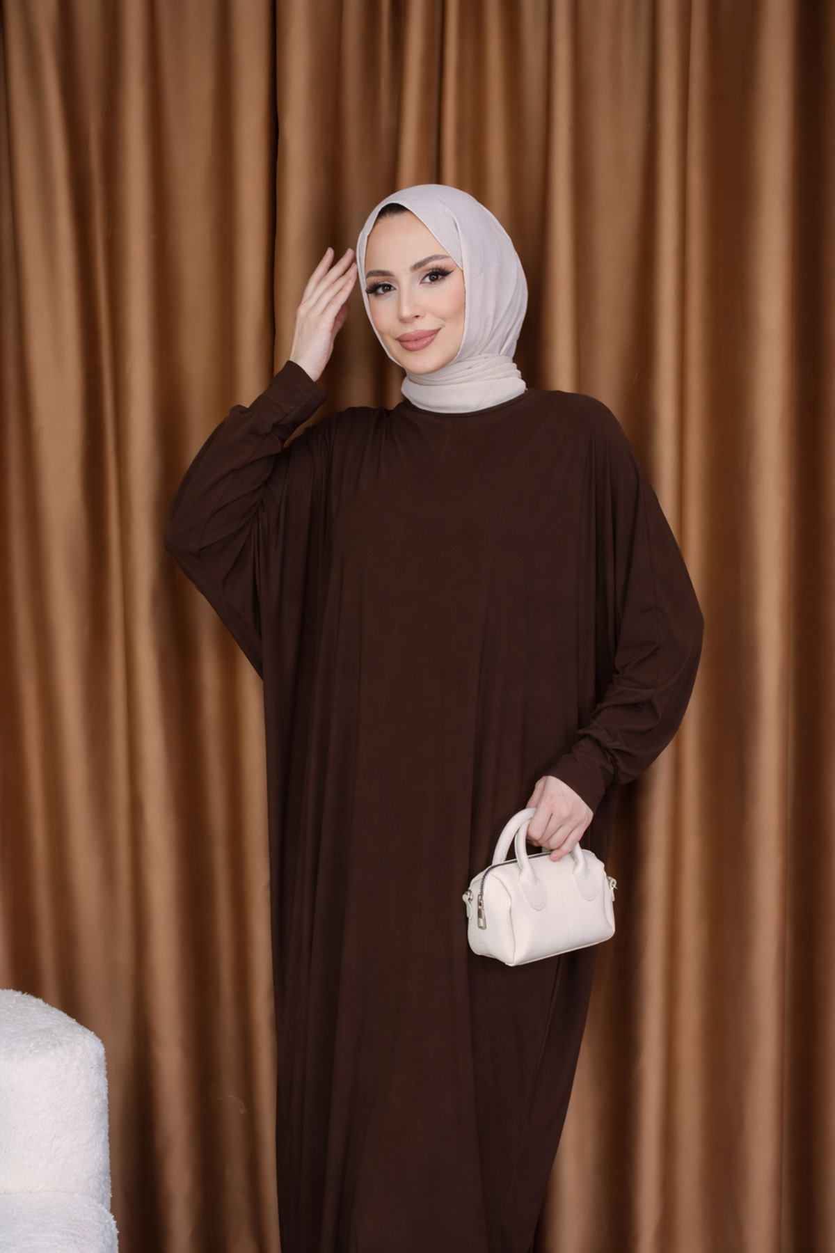 Kadın Trend Basic Uzun Kollu K.Kahve Namaz Elbisesi