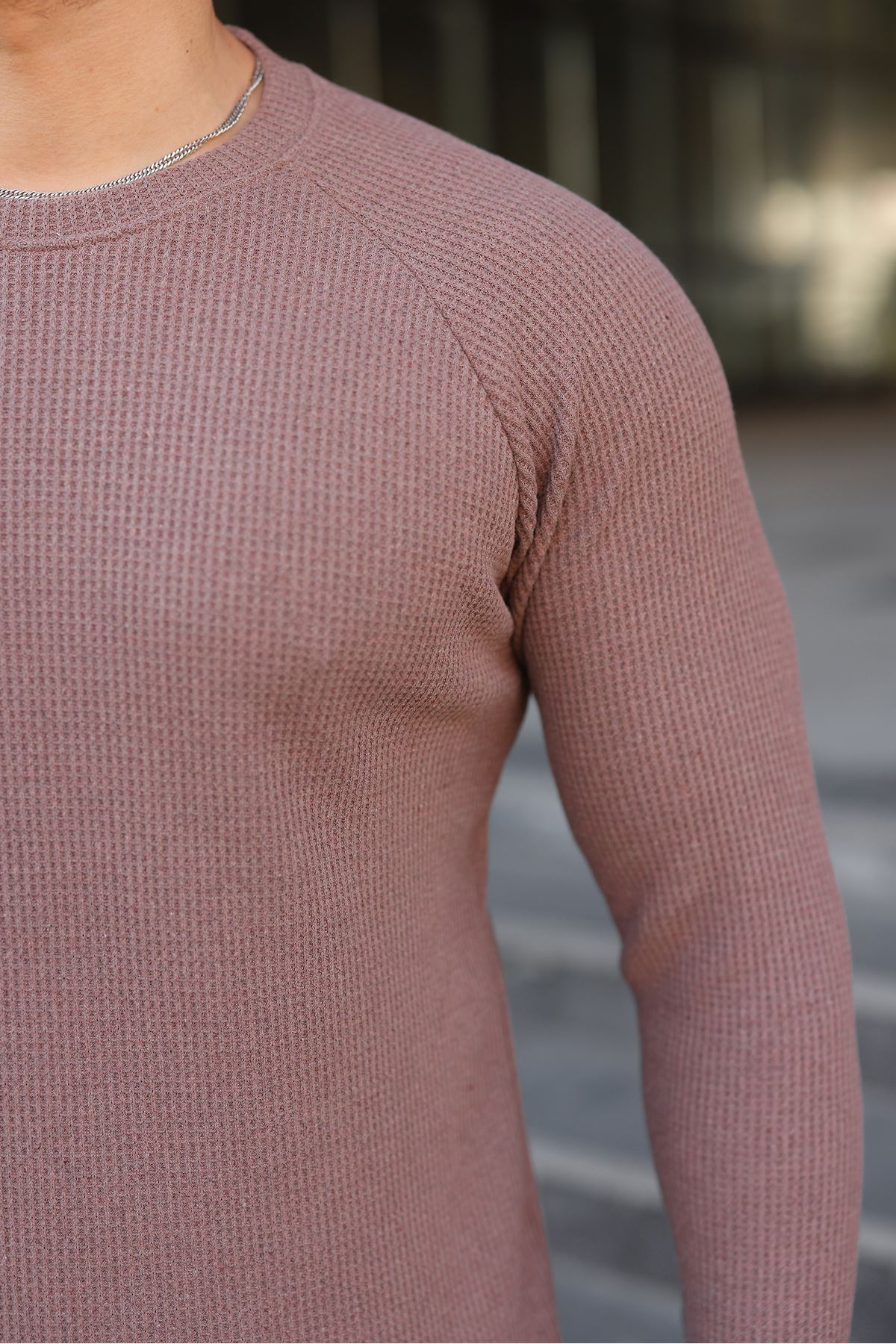 Erkek Trend Basic Slim Fit Bisiklet Yaka T.Pembe Kazak