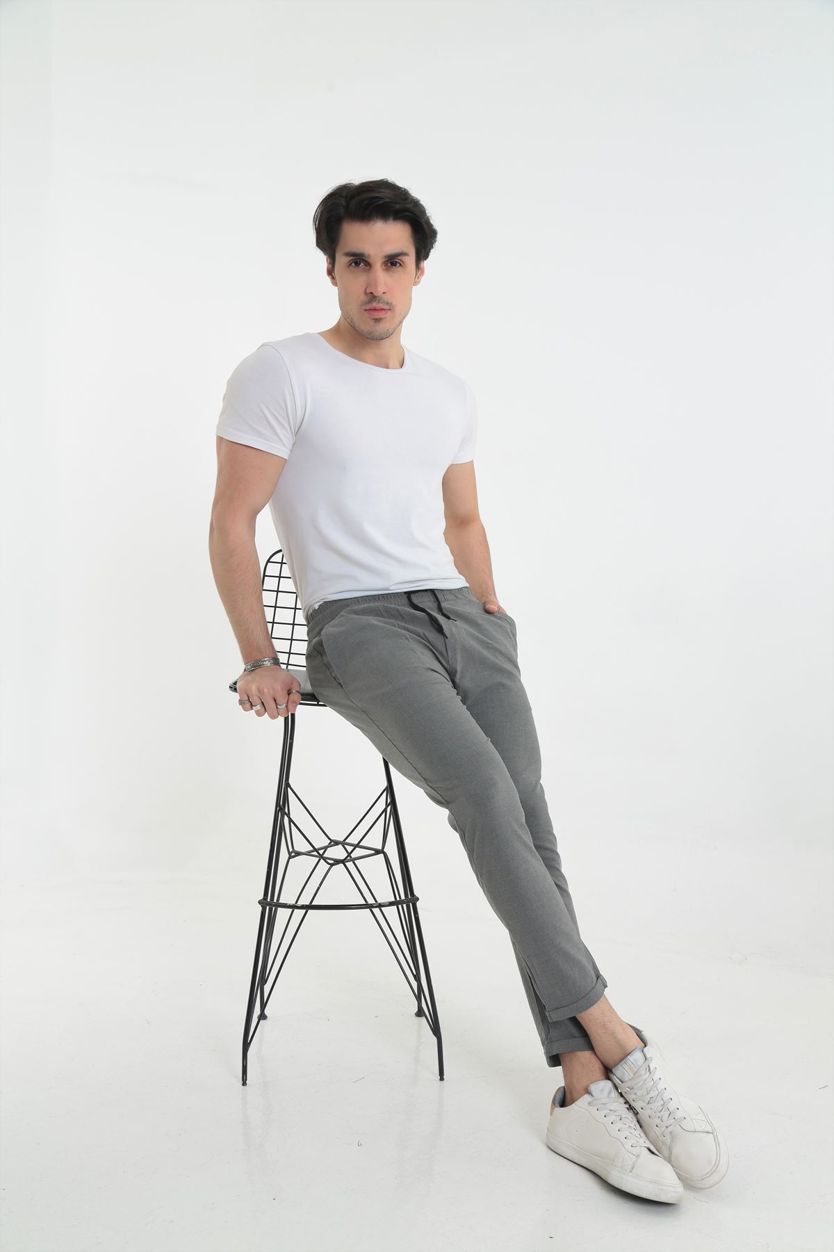 Erkek Dar Kalıp Duble Paça Jogger Pantolon