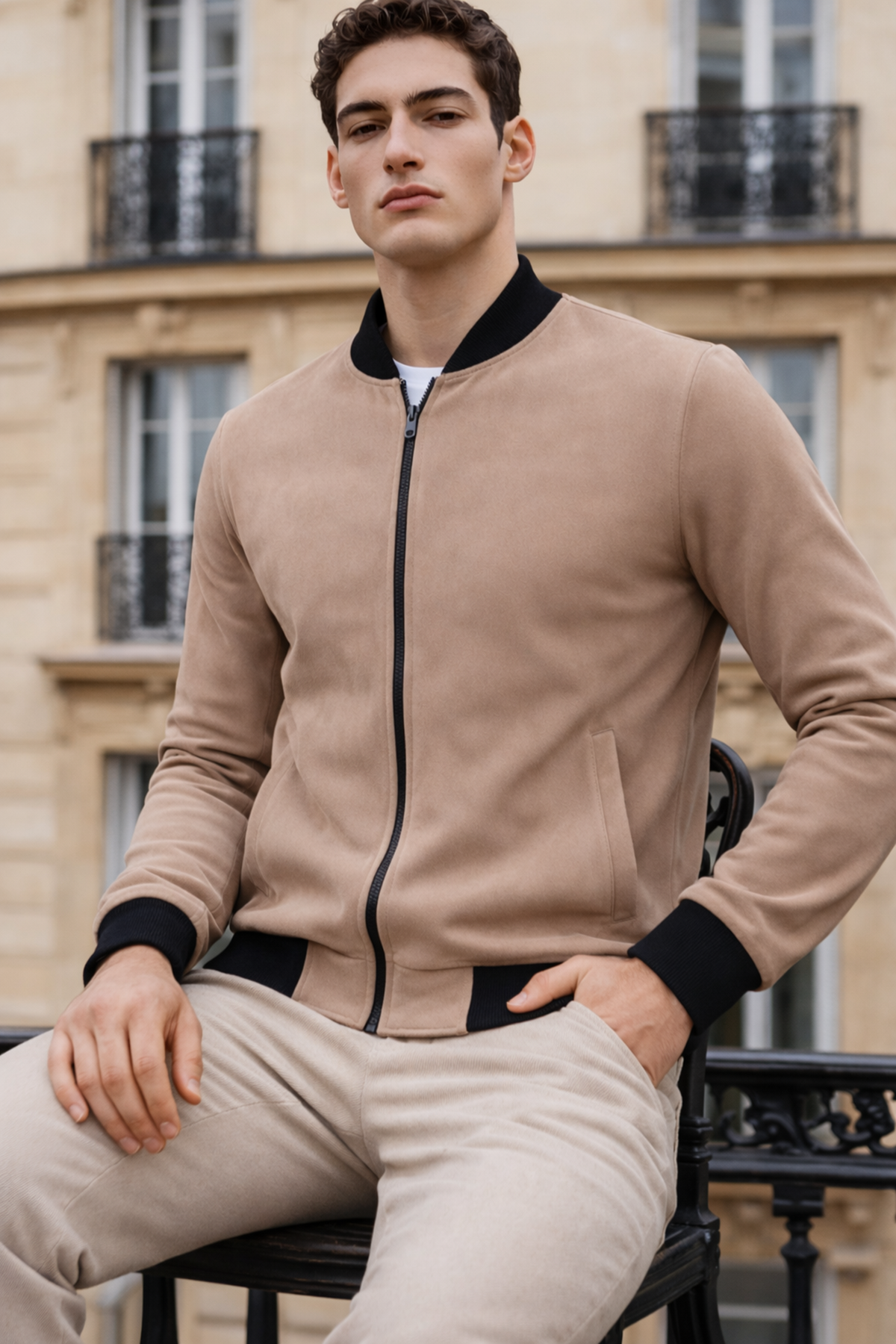 Erkek Trend Dar Astarsız Nubuk Süet A.Kahve Ceket